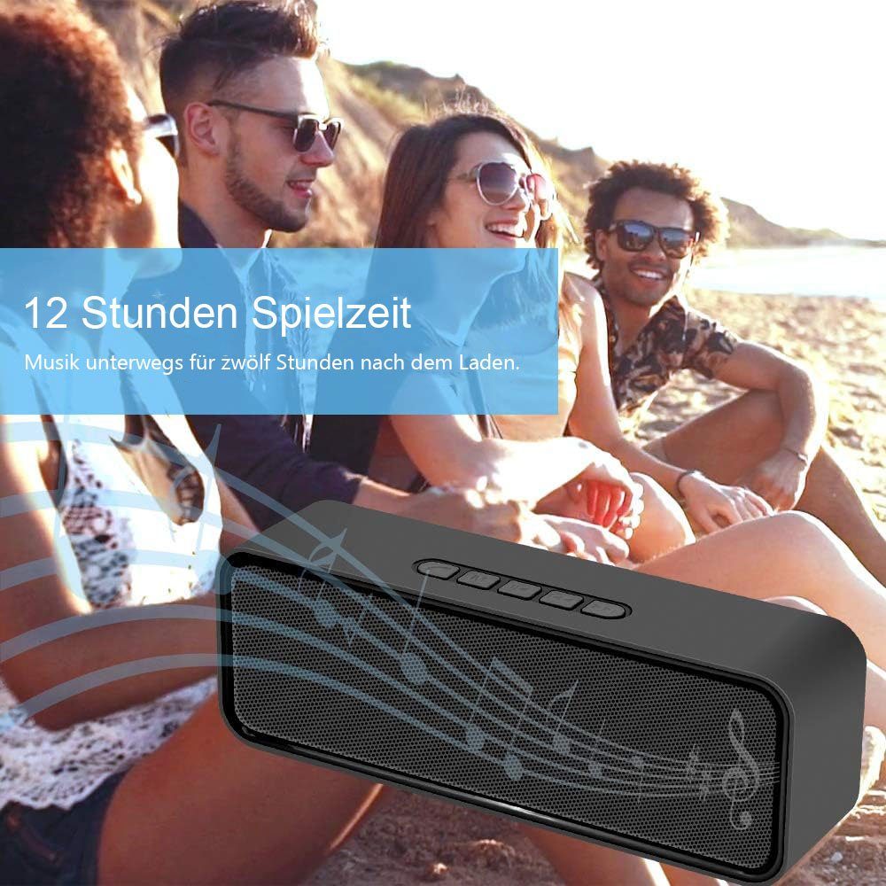 kabelloser mit Bluetooth-Lautsprecher Bluetooth MOUTEN 5.0-Lautsprecher Tragbarer schwarz 3D-Stereo-Sound