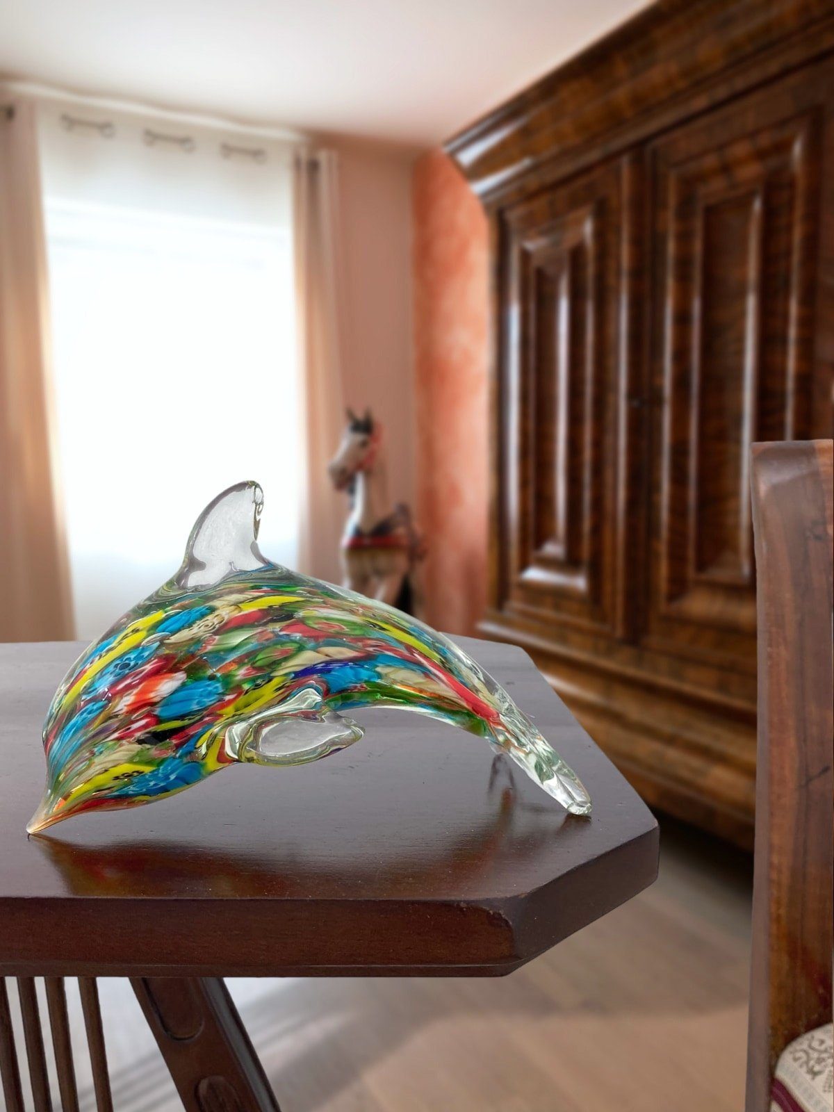 Aubaho Dekofigur Glasfigur Figur Delfin 17cm Murano-Antik-Stil Delphin Glas Fisch