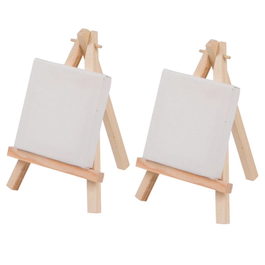 EDCO Standstaffelei 2er Set Mini Künstlerleinwand mit Staffelei – Hochzeit Deko DIY, verschiedene Größen