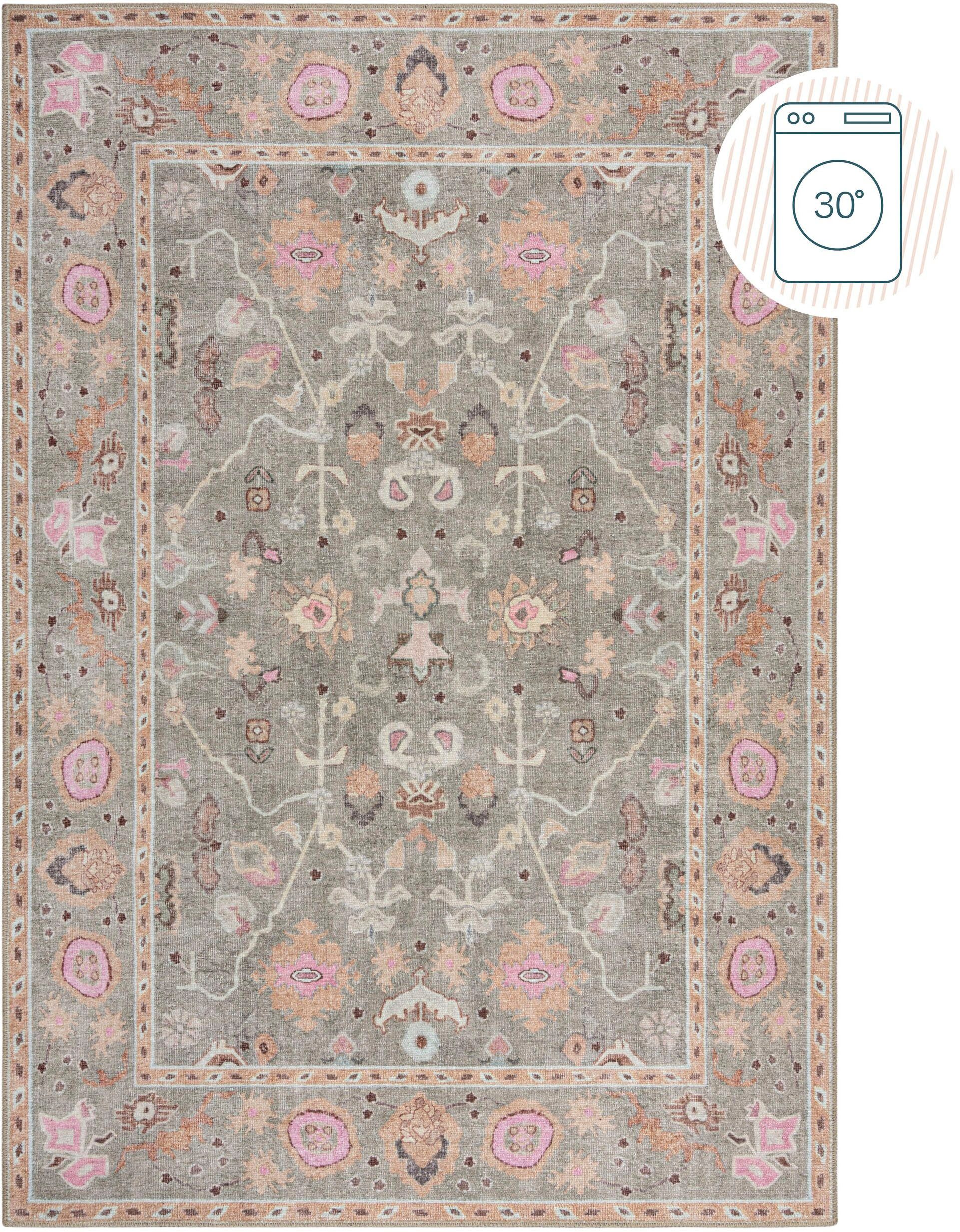 FLAIR RUGS Teppich Una, rechteckig, Höhe: 4 mm, Waschbarer Traditioneller Teppich
