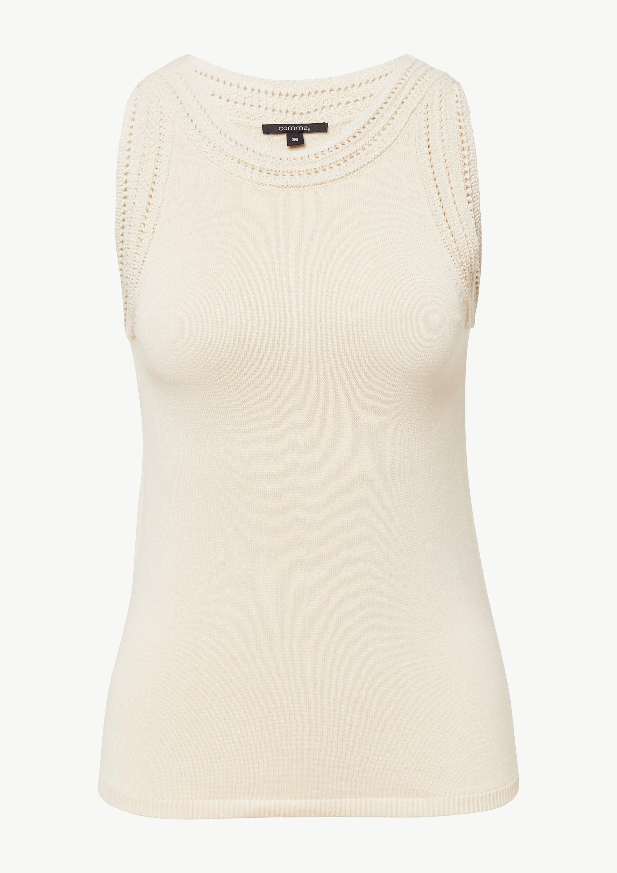 comma Rundhalspullover Strickpullunder Weiches Strick-Top mit Ajourmuster