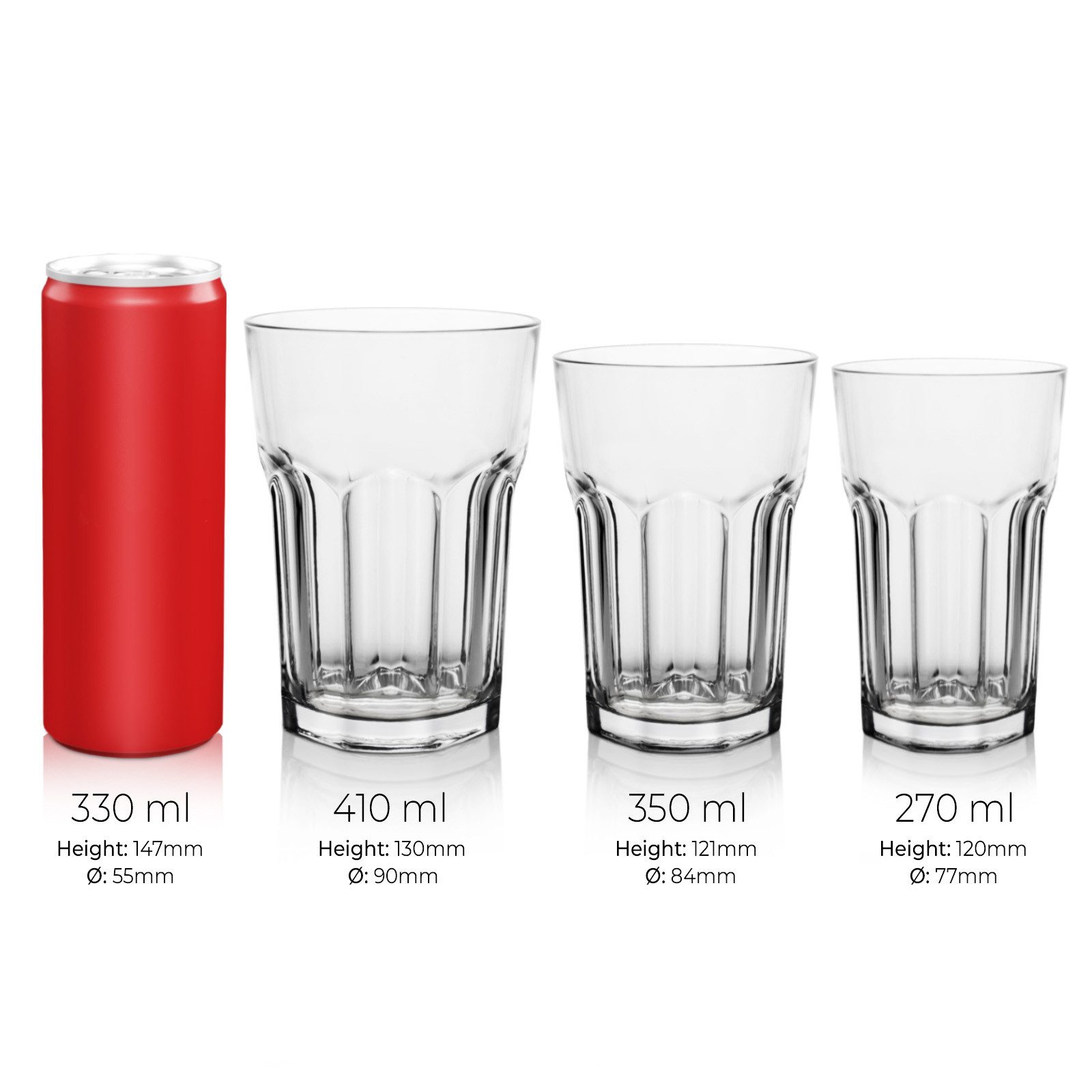 KONZEPT Gläser-Set Wassergläser Set 270/350/410 ml, Trinkgläser Set, Gläser Set Stapelbar, 6-tlg., 6-tlg, 270 ml, Perfekt für Saft, Cocktails, Latte Macchiato – Bild 5 von 5