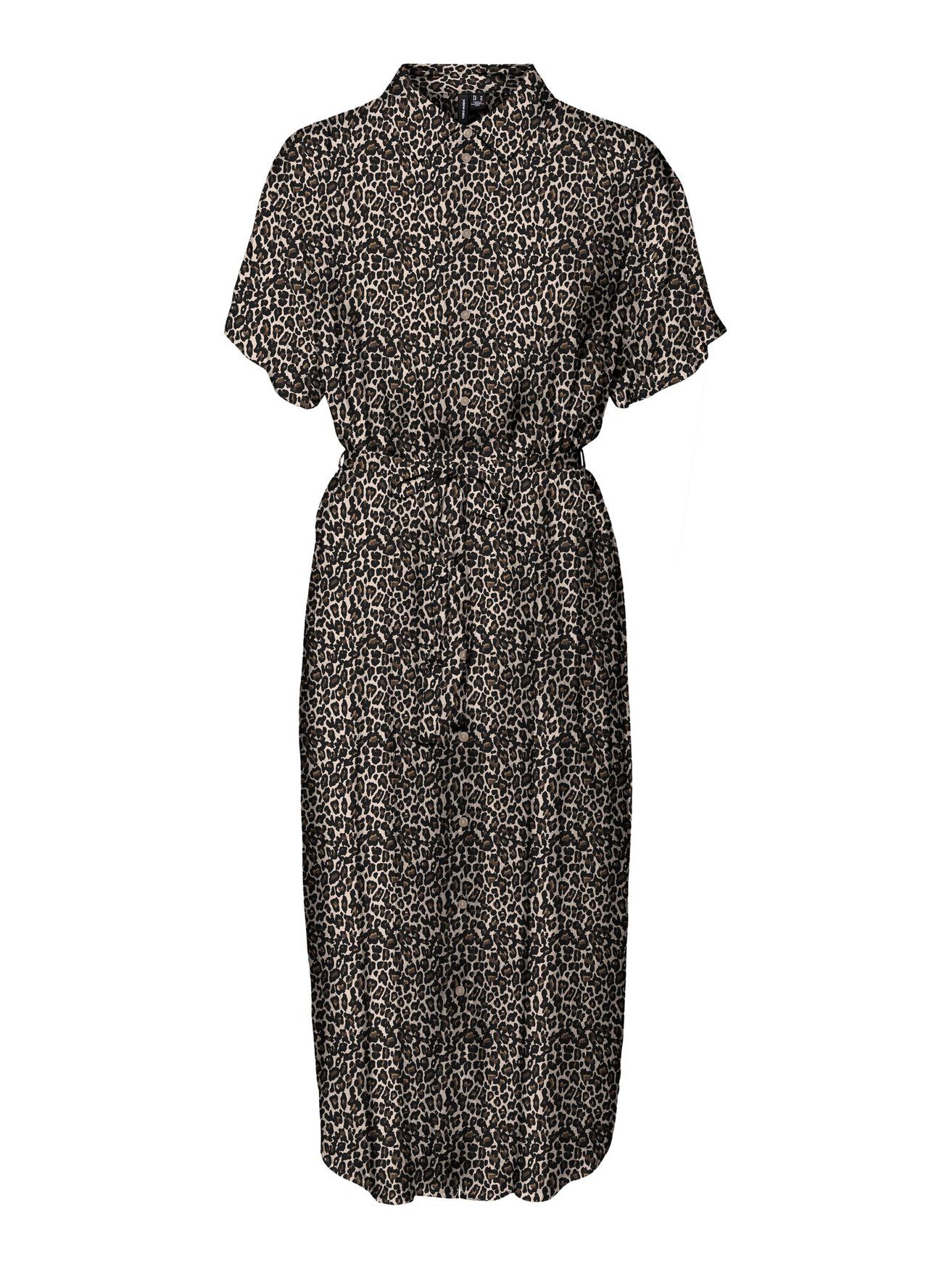 Braun Kurzärmliges (lang) Leichtes Shirtkleid in Vero 5760 Basic Midi Kleid VMBUMPY Moda