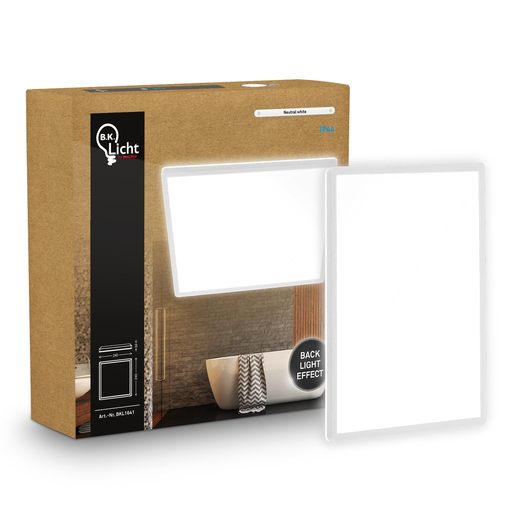 B.K.Licht LED Deckenleuchte Panel Flach 30mm Backlight Effekt LED Deckenlampe Wohnzimmer, LED fest integriert, 4000K - Neutralweiß, versch. Größen & Farben, Badezimmer, Küche, Wohnzimmer, Kinderzimmer