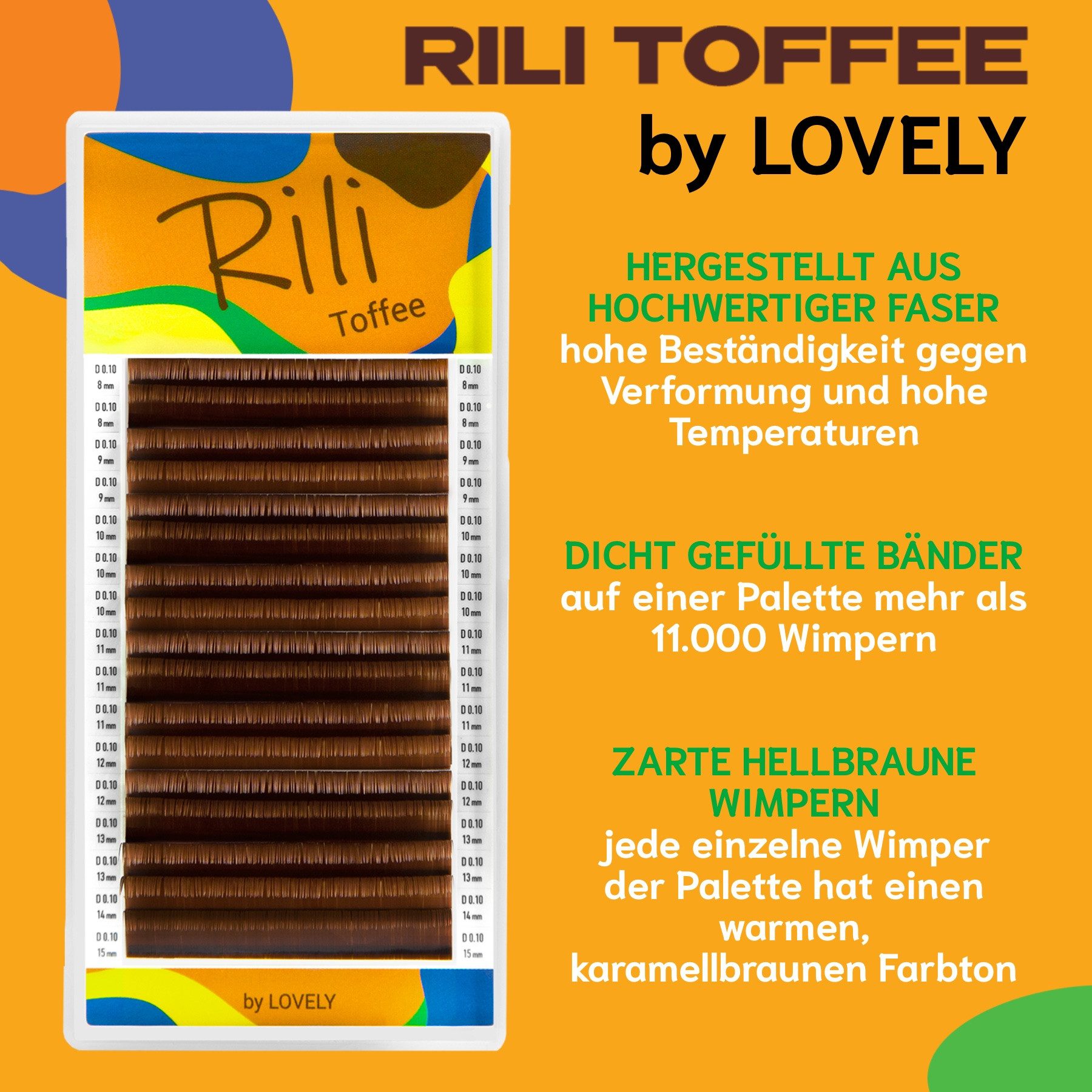 Lovely Einzelwimpern Wimpernverlängerung farbige Farbe hellbraun von Lovely Rili Toffee
