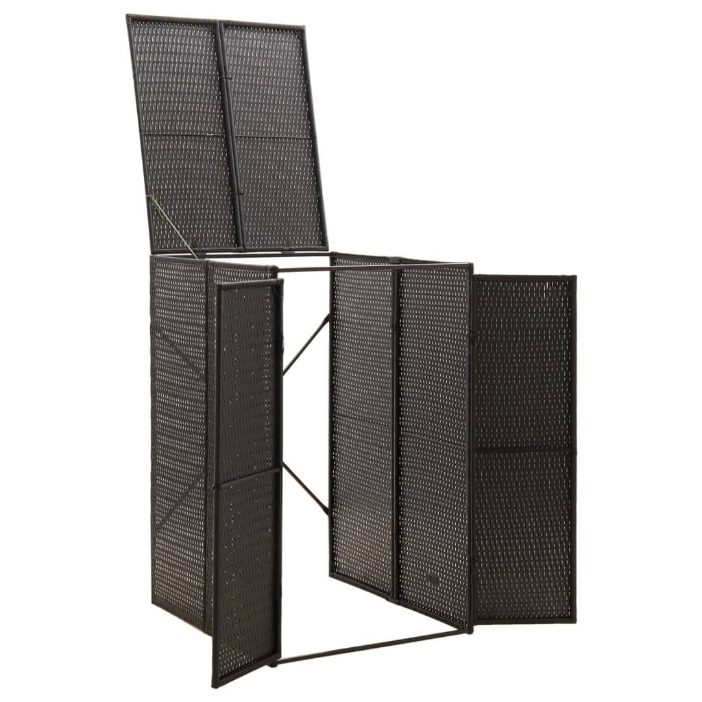 vidaXL Mülltonnenbox 1 Tonne Mülltonnenverkleidung Mülltonnenbox schwarz Polyrattan