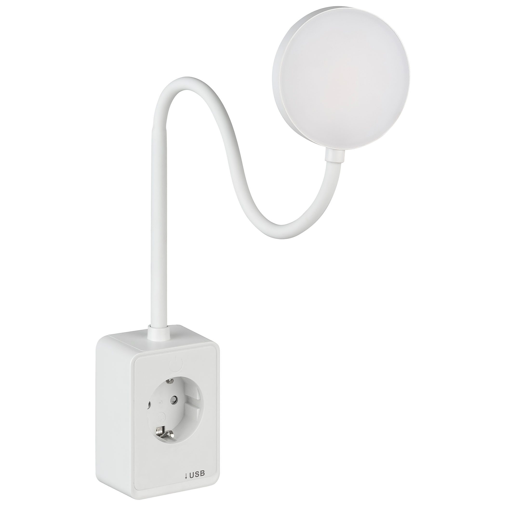 SEBSON LED Steckdosenleuchte LED Steckdosenleuchte dimmbar mit Flexarm, USB, Ein- und Ausschalter, LED integriert, neutralweiß, USB-A Anschluss; USB-C Anschluss; Dimmbar; Ein- und Ausschaltbar