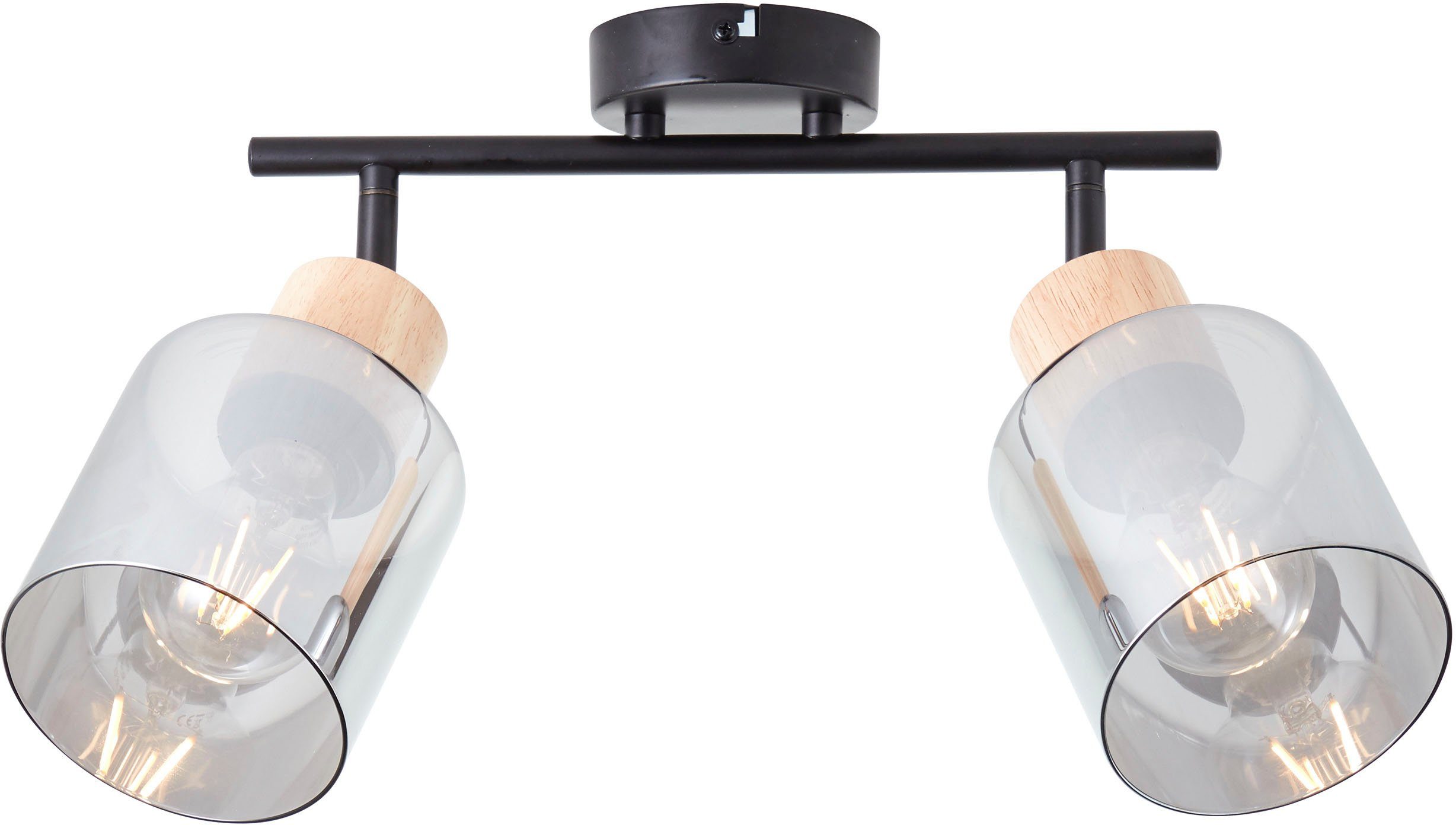 Brilliant Deckenstrahler Weald, ohne Leuchtmittel, Deckenspot mit rauchfarbenen Glas Schirmen - 2 x E27 max. 40 W