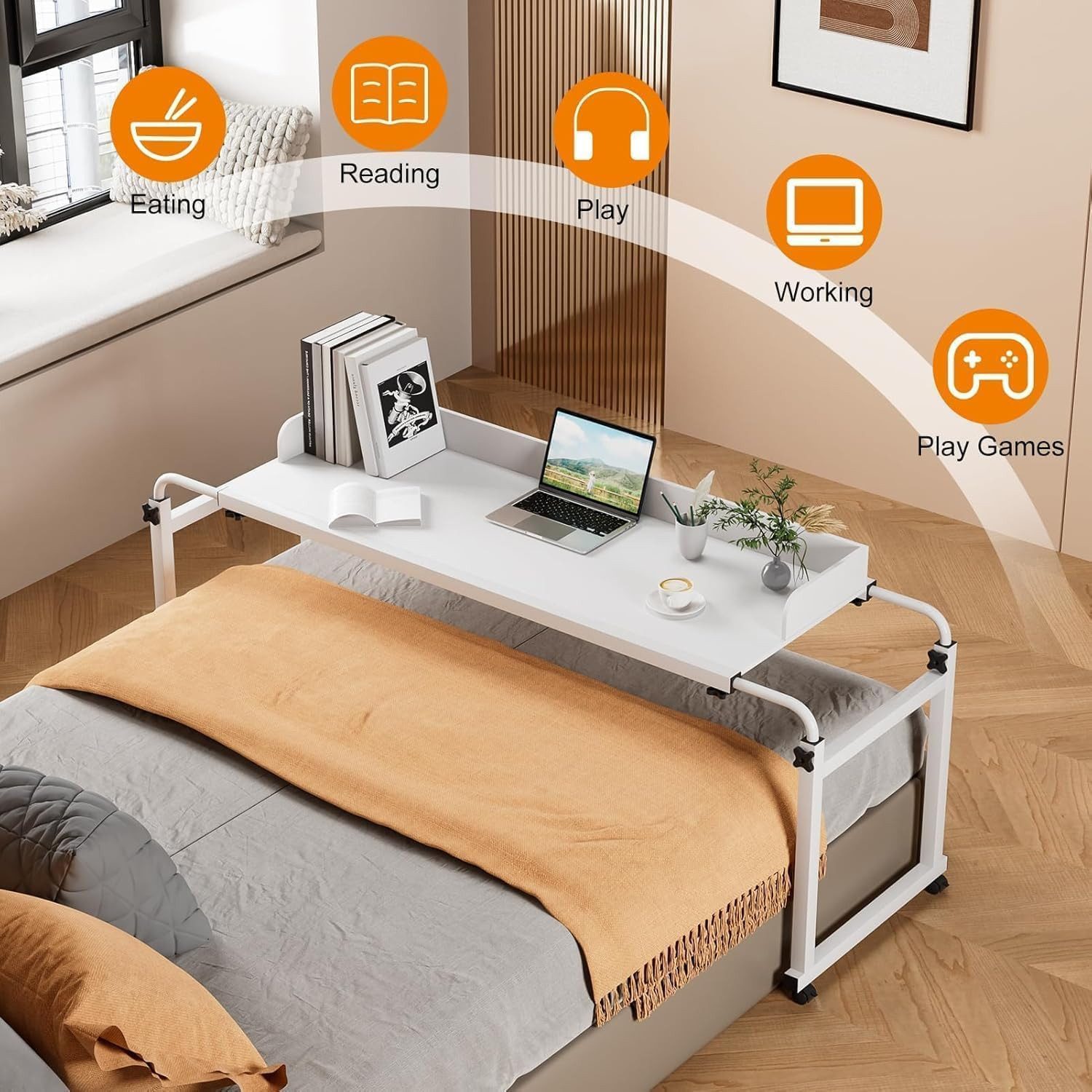 BlingBin Wangentisch Schreibtisch, Ausziehbarer Roll-Mobilität Tisch, Bettt günstig online kaufen