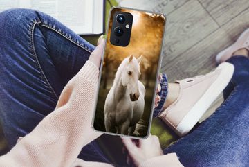 MuchoWow Handyhülle Pferd - Sonne - Herbst - Tiere - Natur, Phone Case, Handyhülle OnePlus 9, Silikon, Schutzhülle