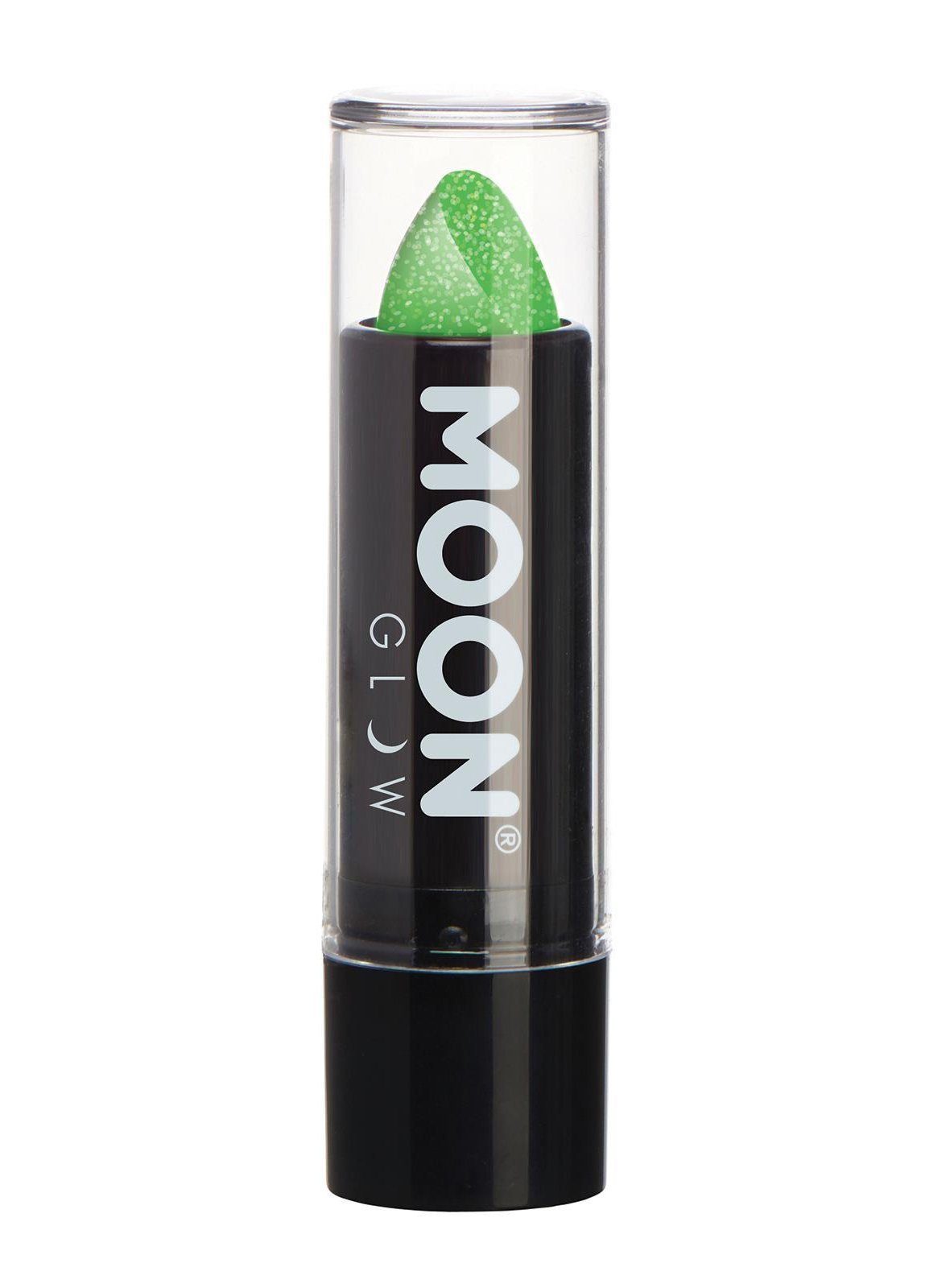 Smiffys Lippenstift Moon Glow Neon UV Glitzer Lippenstift grün, Glitzernder Neon-Lippenstift für einen aufregenden Look zu Fasching o
