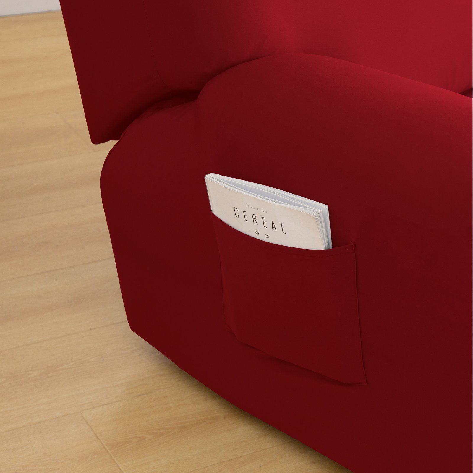 Sesselhusse 1/2/3 elektrische Rosnek Rot Stretch, Sitz, für Recliners Heimdekoration,