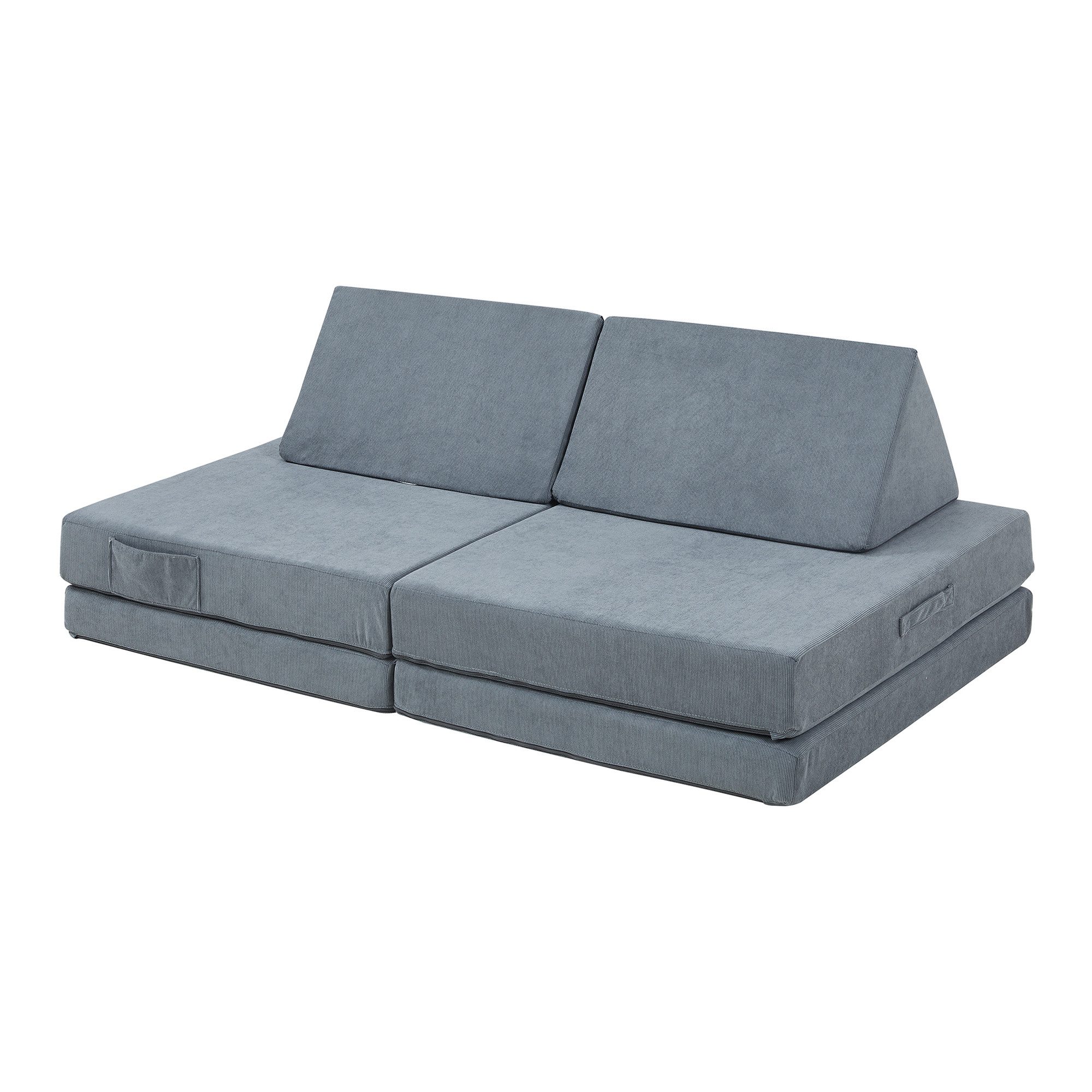 en.casa Kindersofa, 5 Teile, Spielsofa »Norhulta« Cord Grau