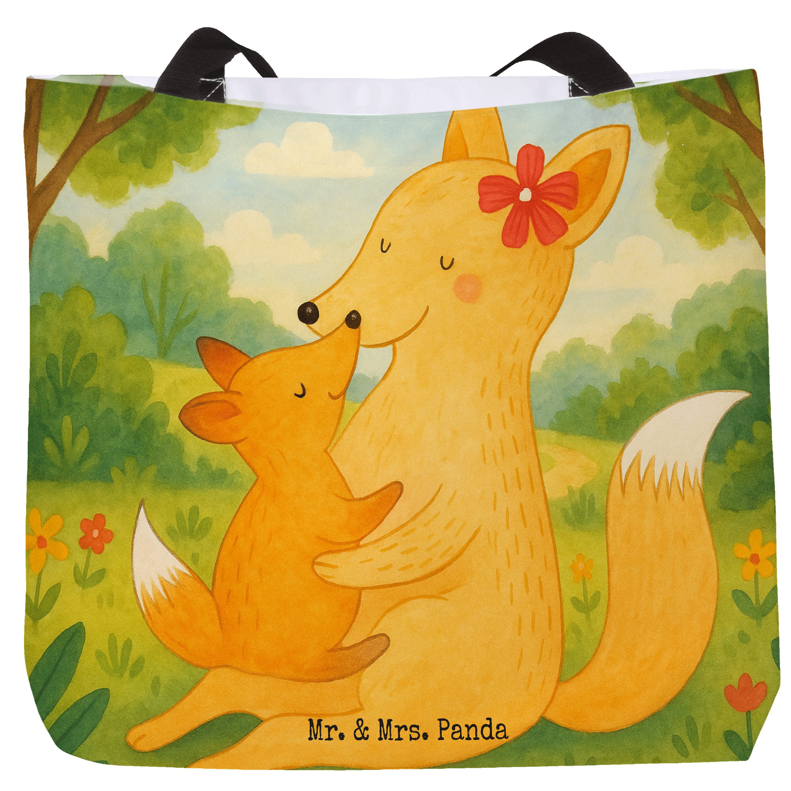 Mr. & Mrs. Panda Shopper Fuchs Mama Design, Tote Bag, Weiß, Laptoptasche, Umhängetasche, Tasch (Packung, 1-tlg)