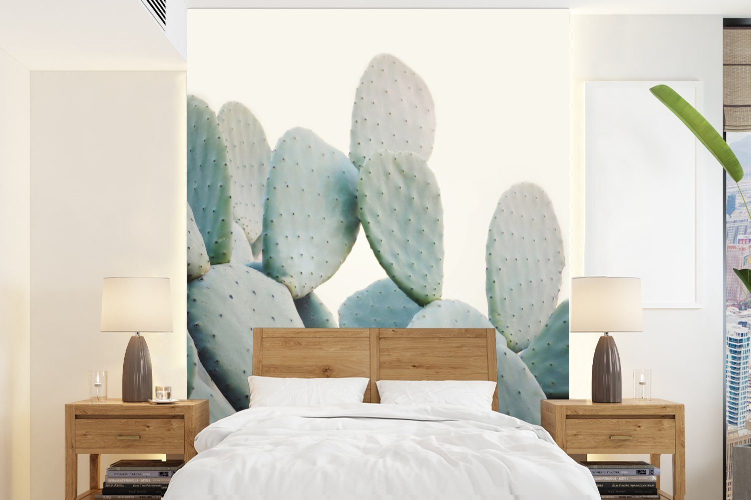MuchoWow Fototapete Pflanze - Grün - Kaktus - Natur, Matt, bedruckt, (4 St), Montagefertig Vinyl Tapete für Wohnzimmer, Wandtapete