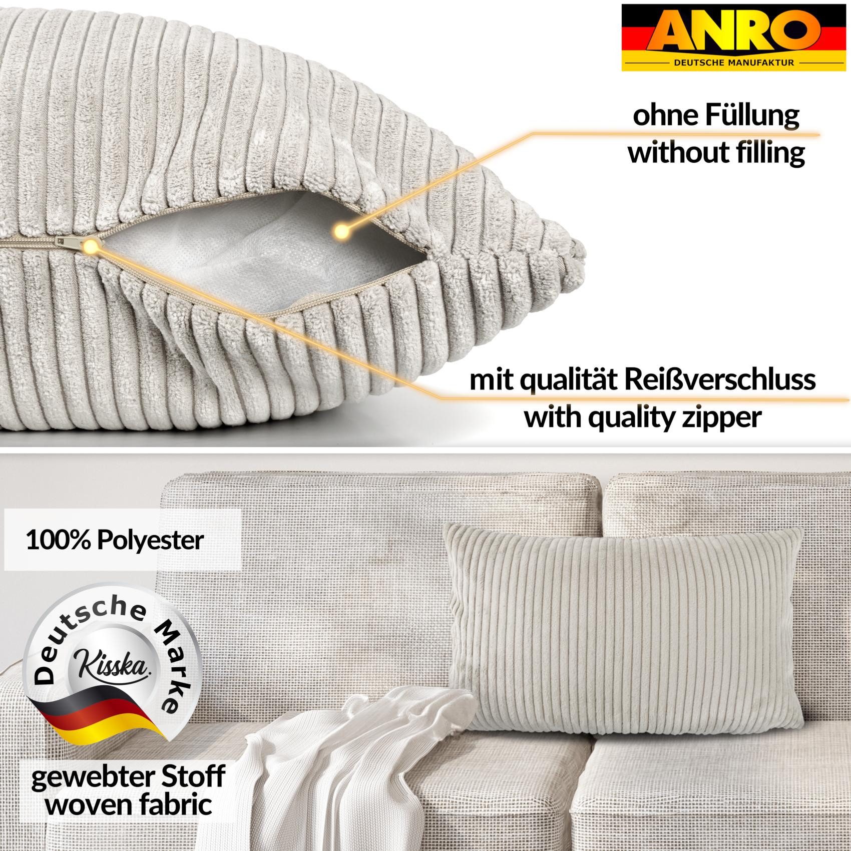 ANRO Dekokissen Kissenhülle MIT oder OHNE Füllung Kissenbezug Zierkissen, Kissenhülle in 30x50cm ohne Füllung Hellgrau
