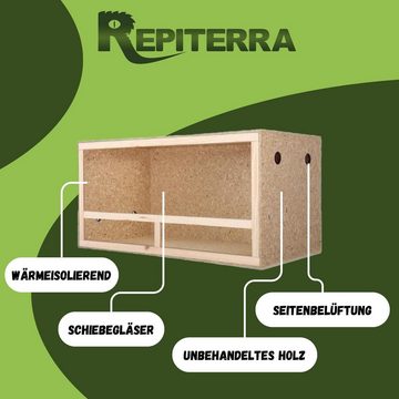 Repiterra Terrarium hochwertig mit Seitenbelüftung 120x50x50 cm, mit Glasfront und aus Wärme-isolierenden OSB-Platten