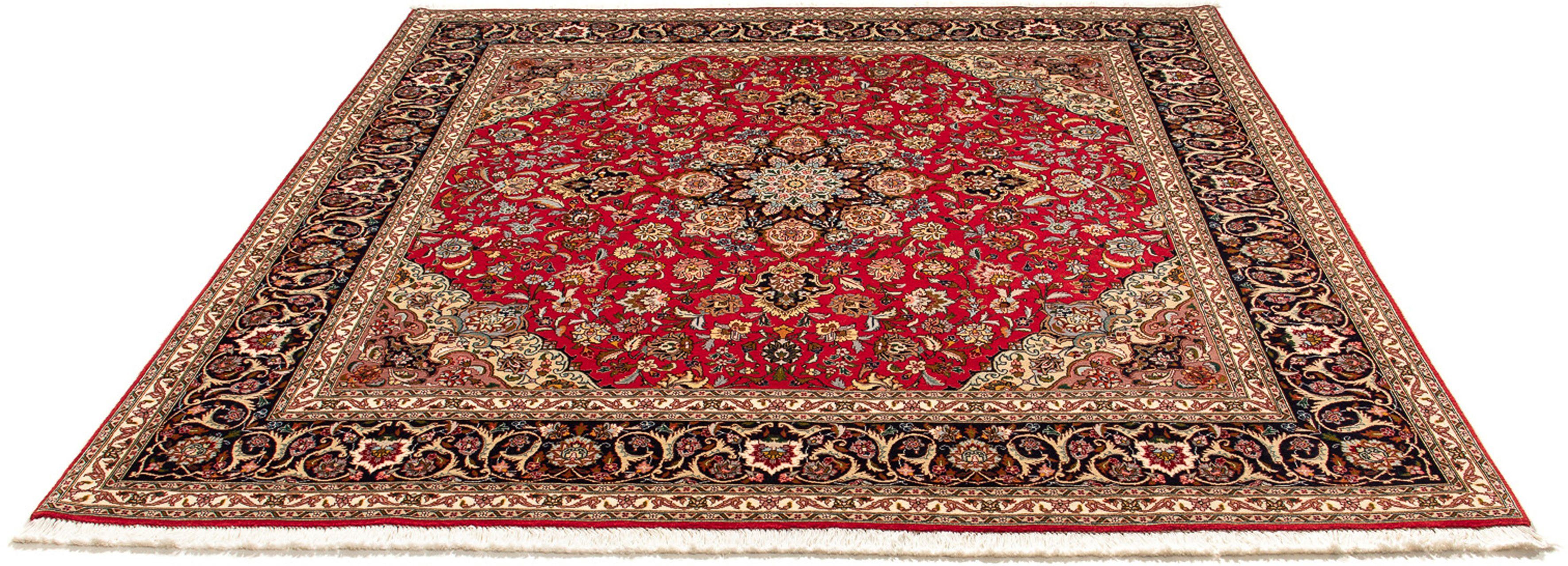 Orientteppich Perser - Täbriz - Royal quadratisch - 204 x 203 cm - rot, morgenland, quadratisch, Höhe: 7 mm, Wohnzimmer, Handgeknüpft, Einzelstück mit Zertifikat