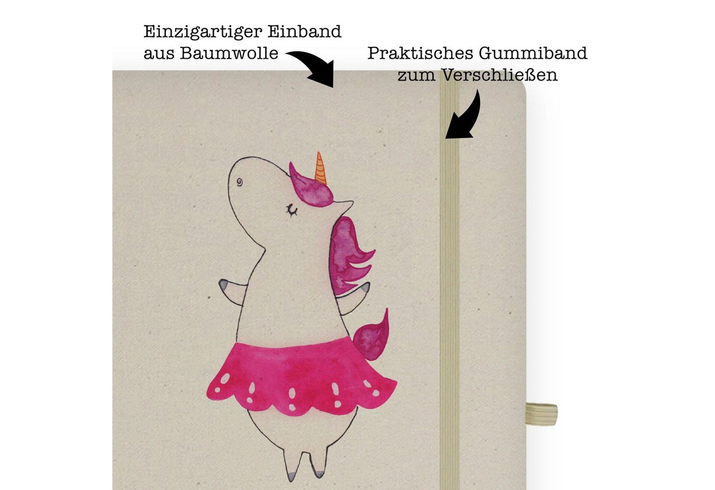 Thumbnail - Mr. & Mrs. Panda Notizbuch Einhorn Ballerina - Transparent - Geschenk, Notizbuch Aus Baumwolle, Mr. & Mrs. Panda, Premiu...