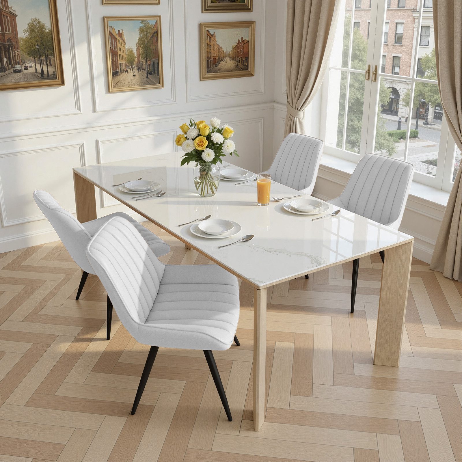 HawthyHome Esszimmerstuhl Stuhlset – Polsterstühle, Moderner Küchenstuhl (4 St), mit Ergonomischer Rückenlehne und Metallbeinen