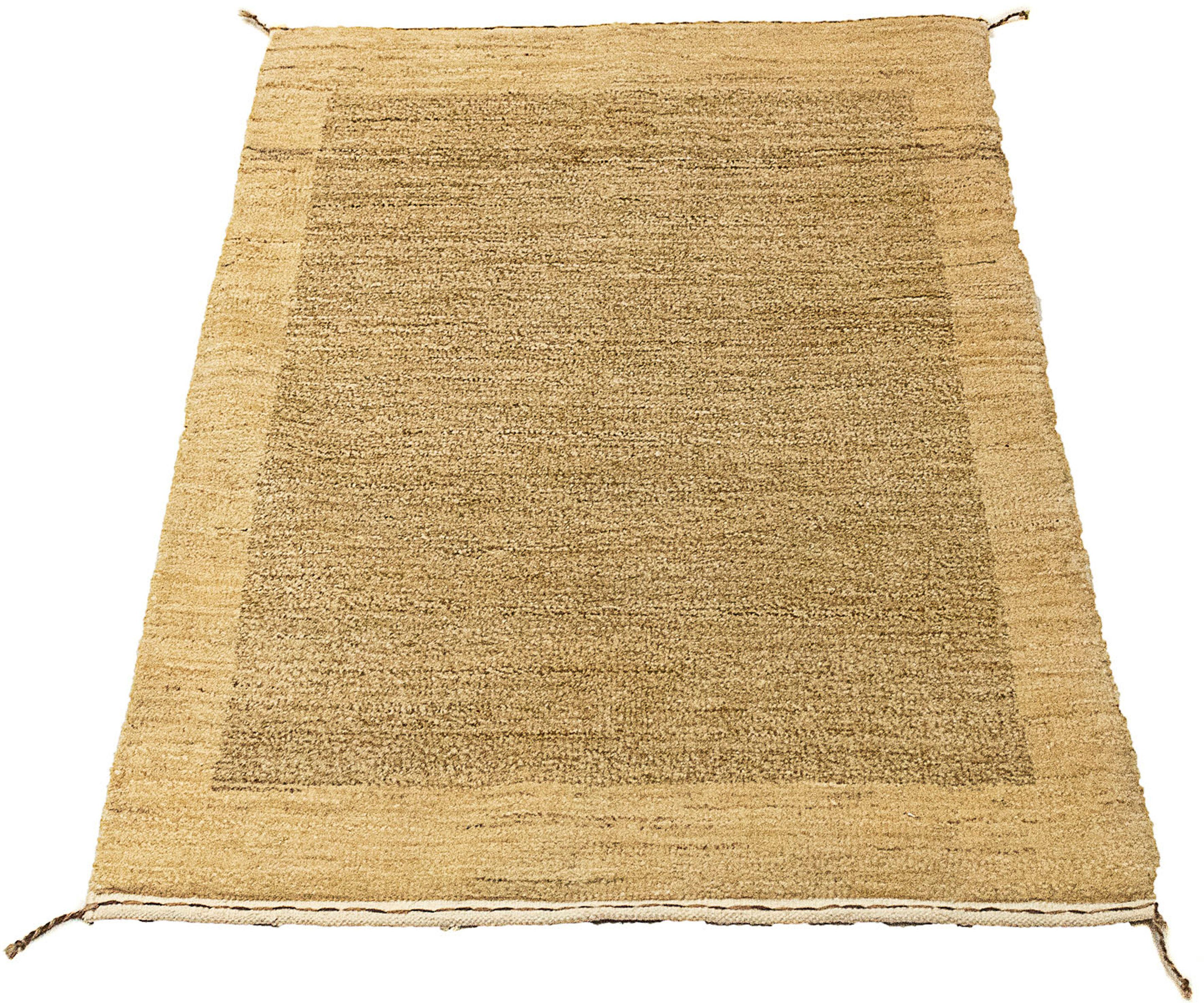 Wollteppich Gabbeh - Indus - 92 x 60 cm - hellbraun, morgenland, rechteckig, Höhe: 18 mm, Wohnzimmer, Handgeknüpft, Einzelstück mit Zertifikat