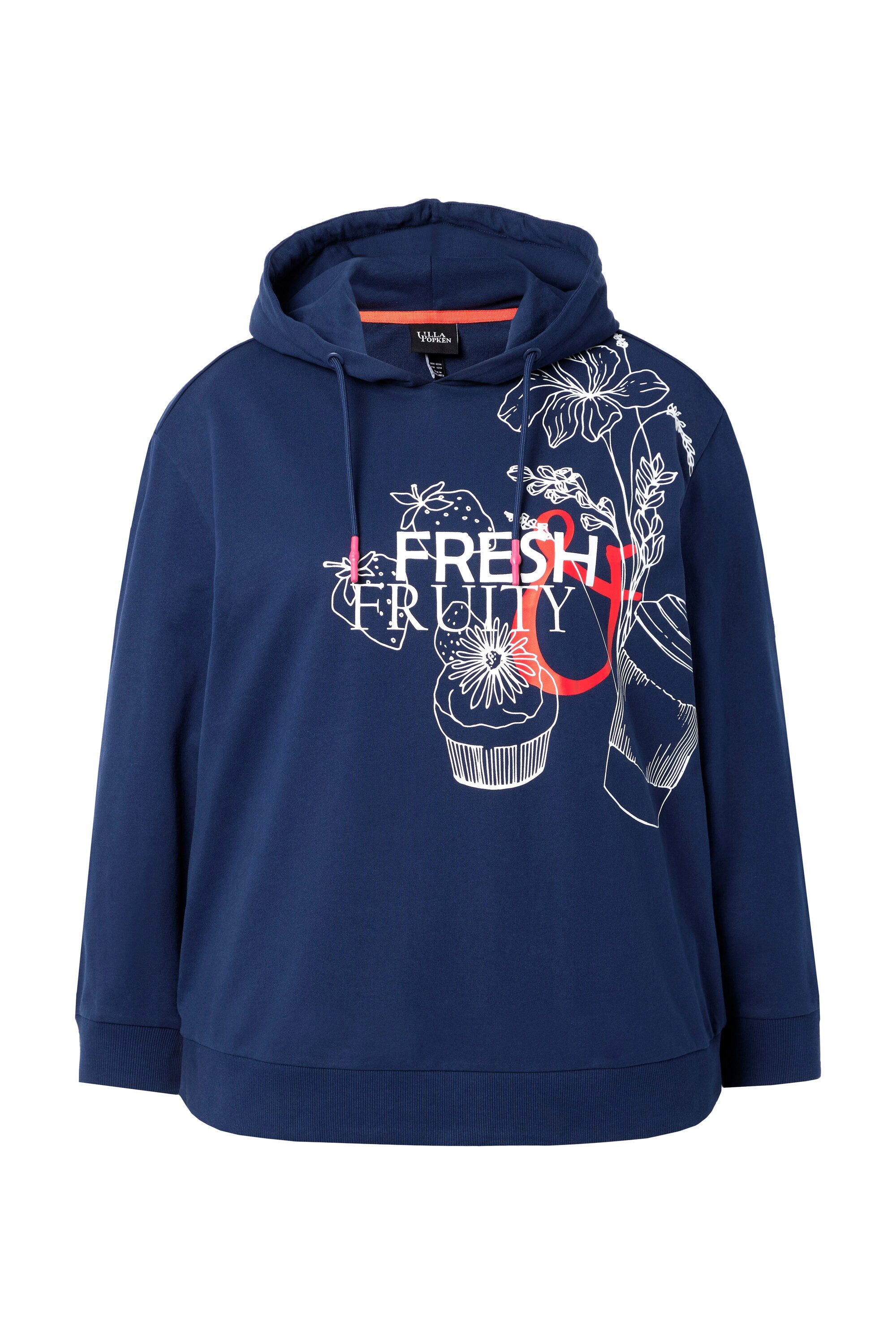 Ulla Popken Sweatshirt Hoodie Schriftmotiv Kapuze Langarm günstig online kaufen
