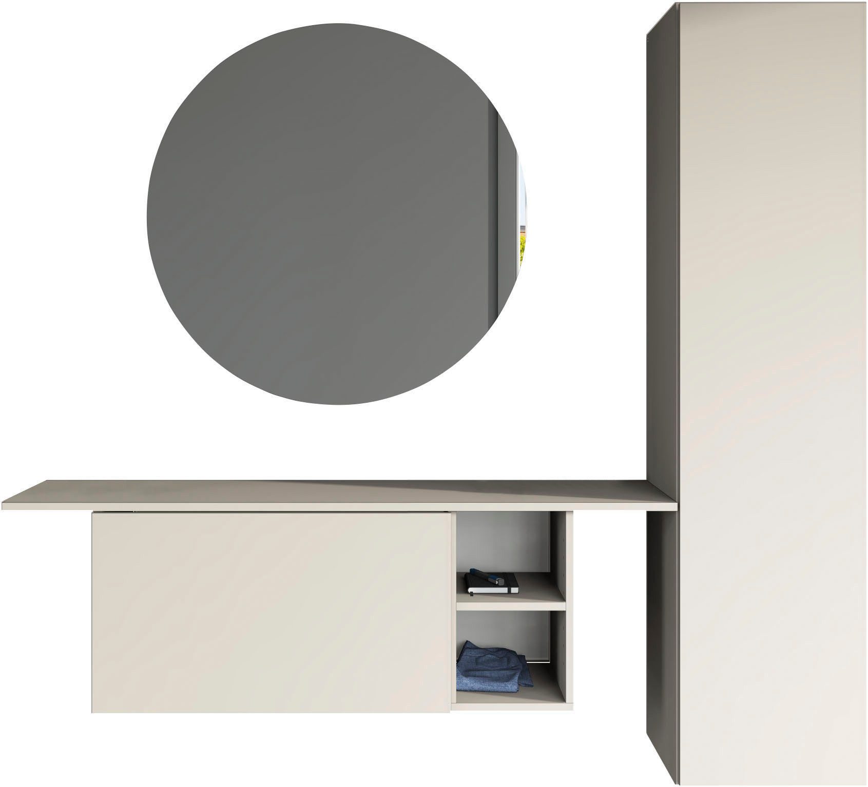 borchardt Möbel Garderoben-Set Toledo, moderne Garderobe mit Spiegel, Schminktisch mit Regalfächern, (Komplett-Set), 152x140cm (BxH), viel Stauraum, Set mit Spiegel, viele Einlegeböden