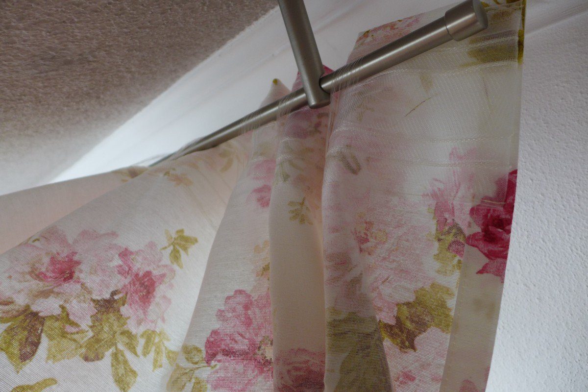 Vorhang Vorhang Gardine mit Schlaufenband Rosen 245cm oder