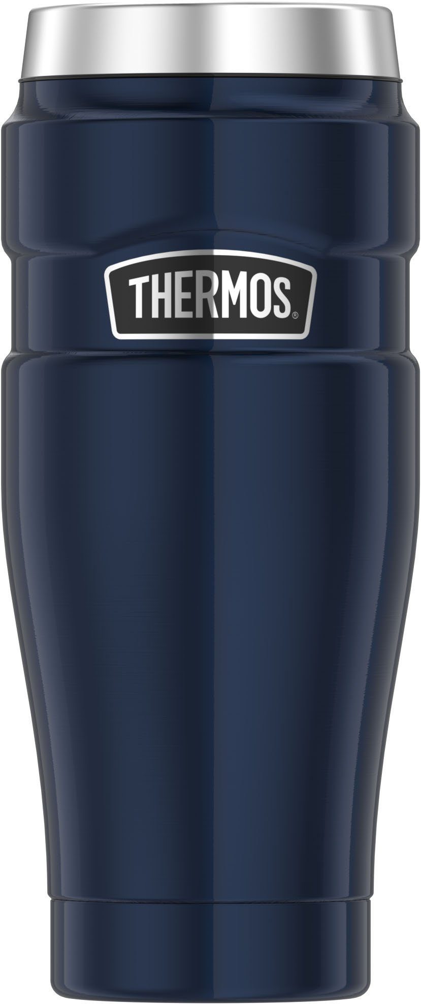 THERMOS Thermobecher STAINLESS KING MUG, doppelwandiger Edelstahl, spülmaschinenfest, 1-tlg., Edelstahl, Kunststoff, Silikon, 0,47l, 7h heiß & 18h kalt, absolut dicht, DrinkLock – Verschlusssystem