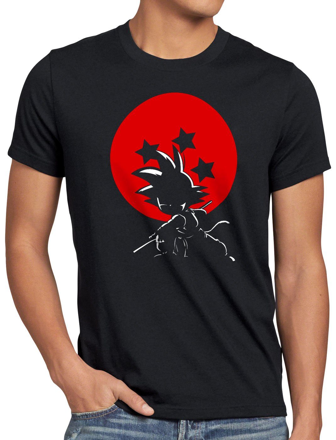 style3 Print-Shirt Herren T-Shirt Young Goku Sunset balls evolution saiyajin dragon