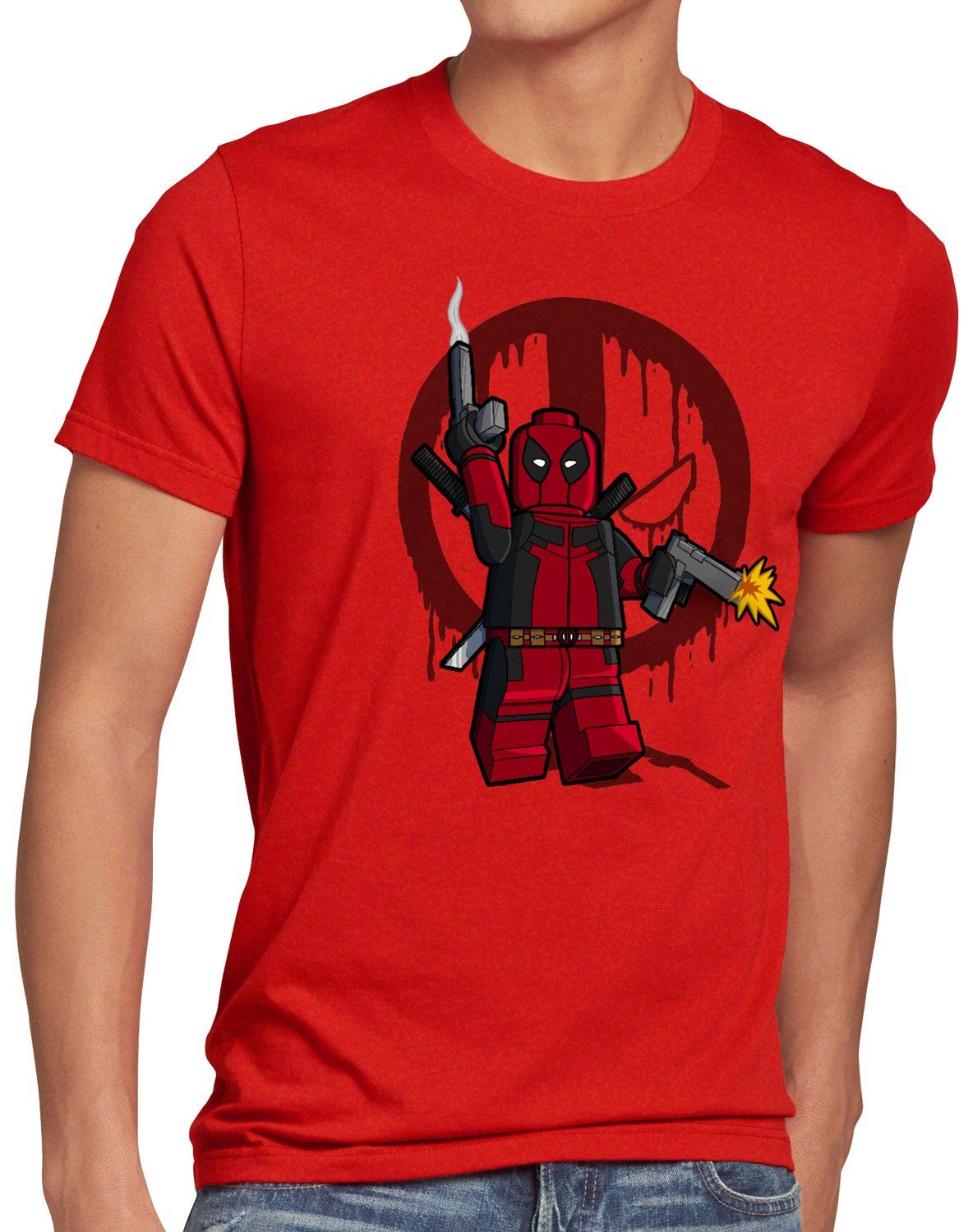Brick Print-Shirt rot Mercenary Herren baustein T-Shirt style3 comic