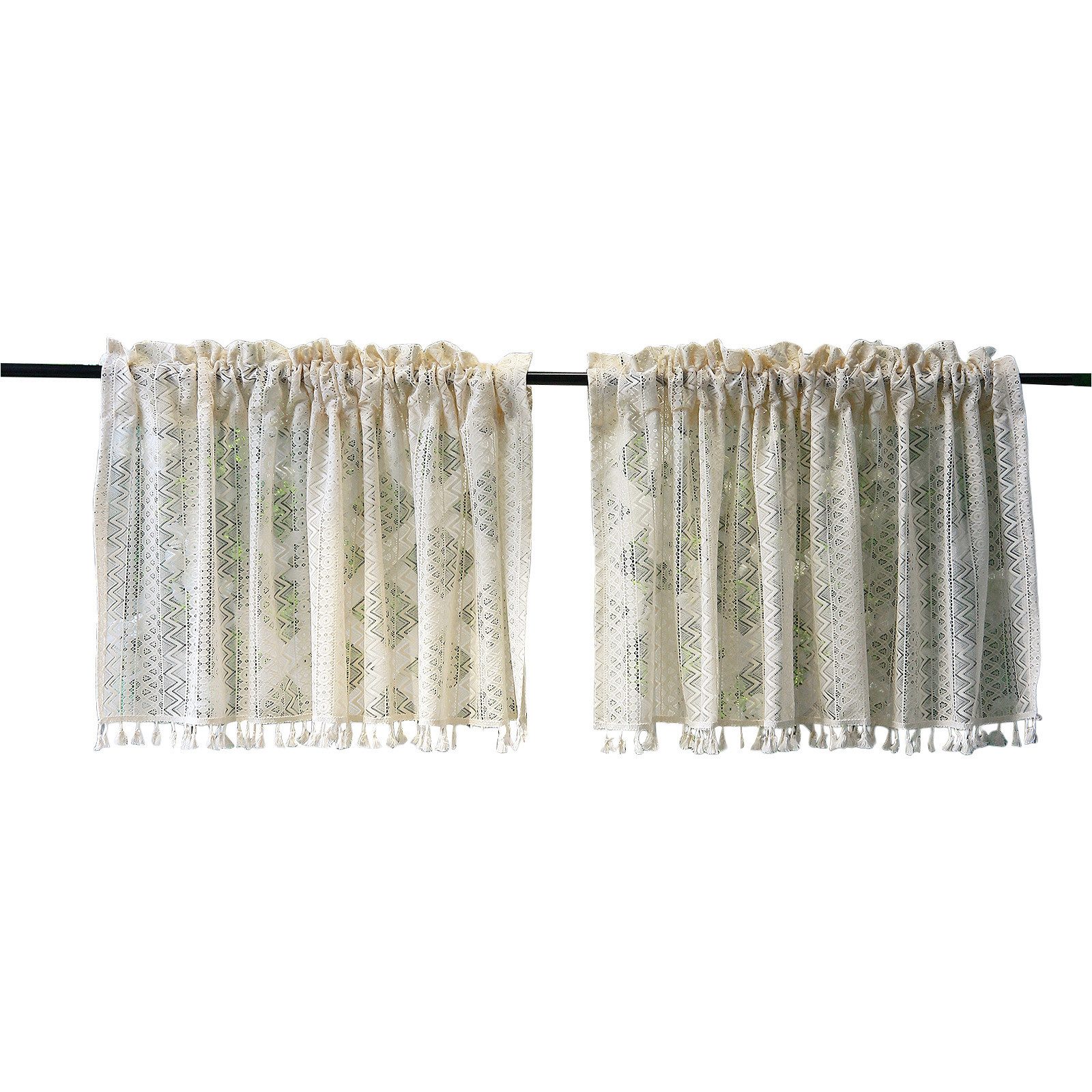 Jibenhome Scheibengardine Boho Scheibengardinen Beige Halbtransparent günstig online kaufen