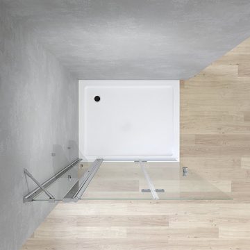 AQUALAVOS Walk-in-Dusche Duschabtrennung Falttür Walk In Duschwand Duschtrennwand Drehfalttür, 5 mm Einscheiben-Sicherheitsglas (ESG), 180º Falttür, in 6 verschiedenen Breiten, Klarglas, links und rechts montierbar