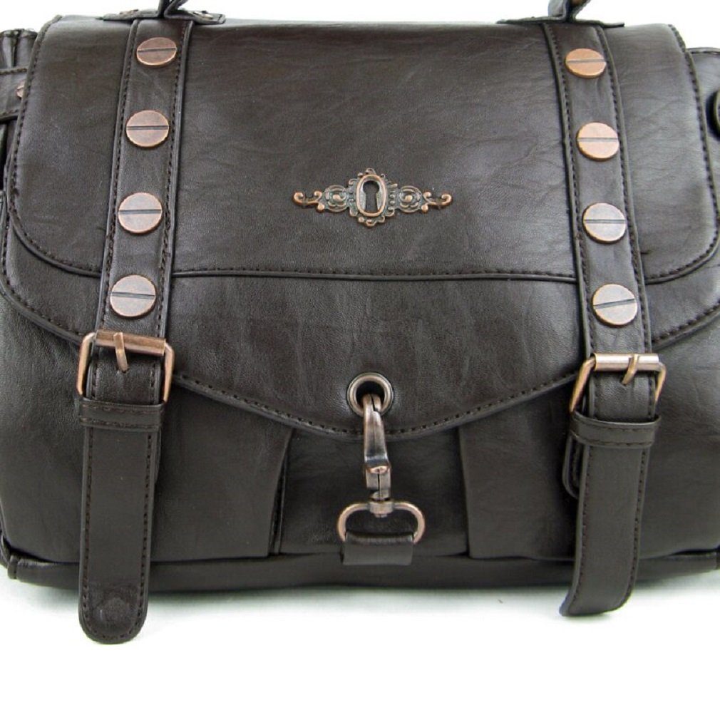 Banned Schultertasche Brown Copper, Steampunk Optik