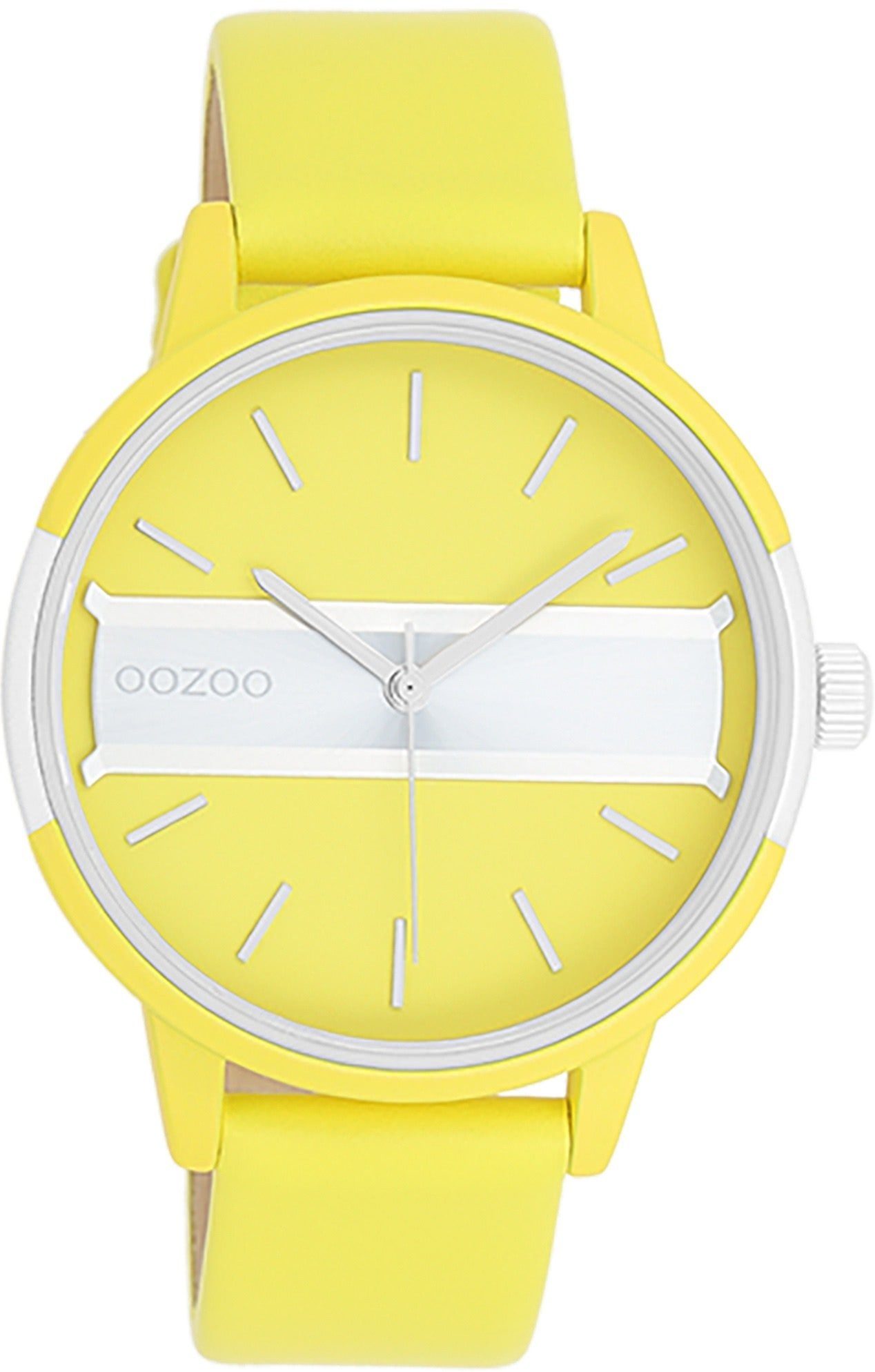 OOZOO Quarzuhr Oozoo Damen Armbanduhr Timepieces Analog, Damenuhr rund, groß (ca. 42mm) Lederarmband, Fashion-Style