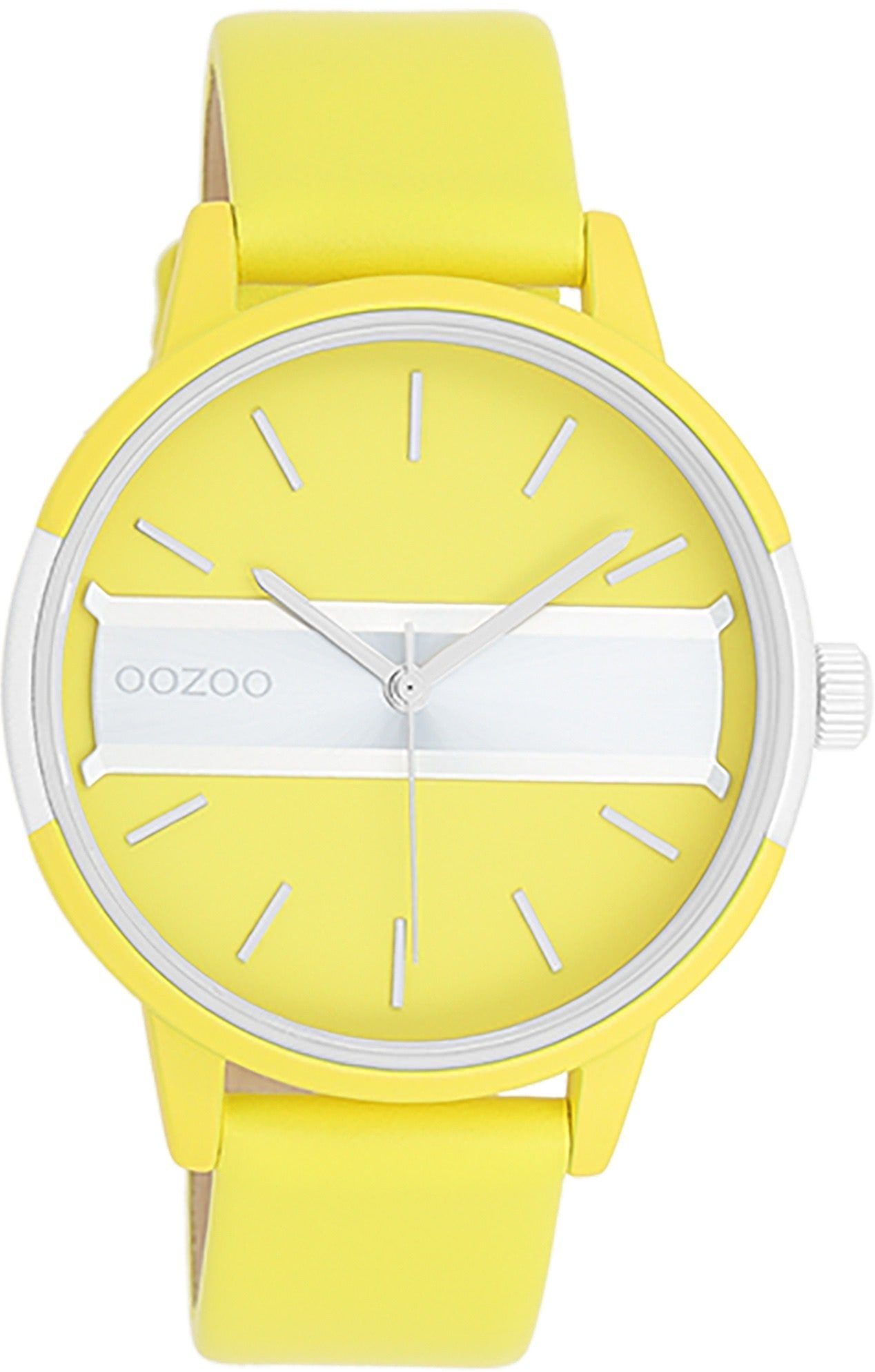 OOZOO Quarzuhr Oozoo Damen Armbanduhr Timepieces Analog, (Analoguhr), Damenuhr rund, groß (ca. 42mm) Lederarmband, Fashion-Style