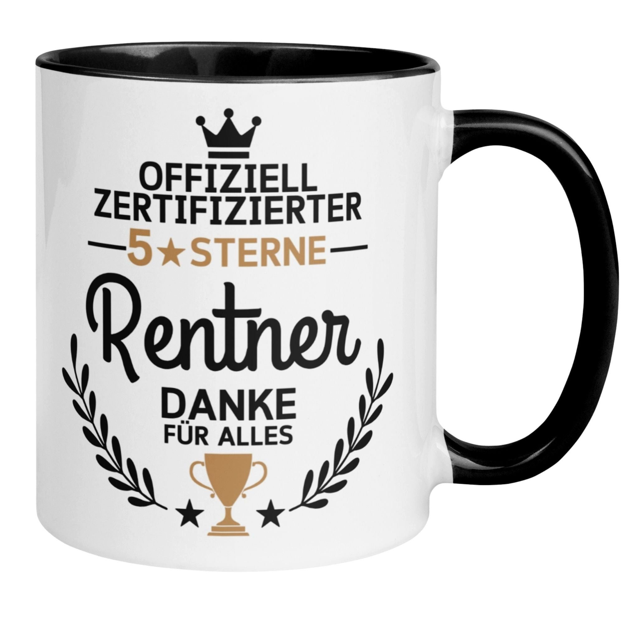 Momentals Tasse Offiziell zertifizierter 5 Sterne Rentner – Geschenk zur Rente Mann, Beidseitiger Druck · Links- & Rechtshänder · Spülmaschinenfest