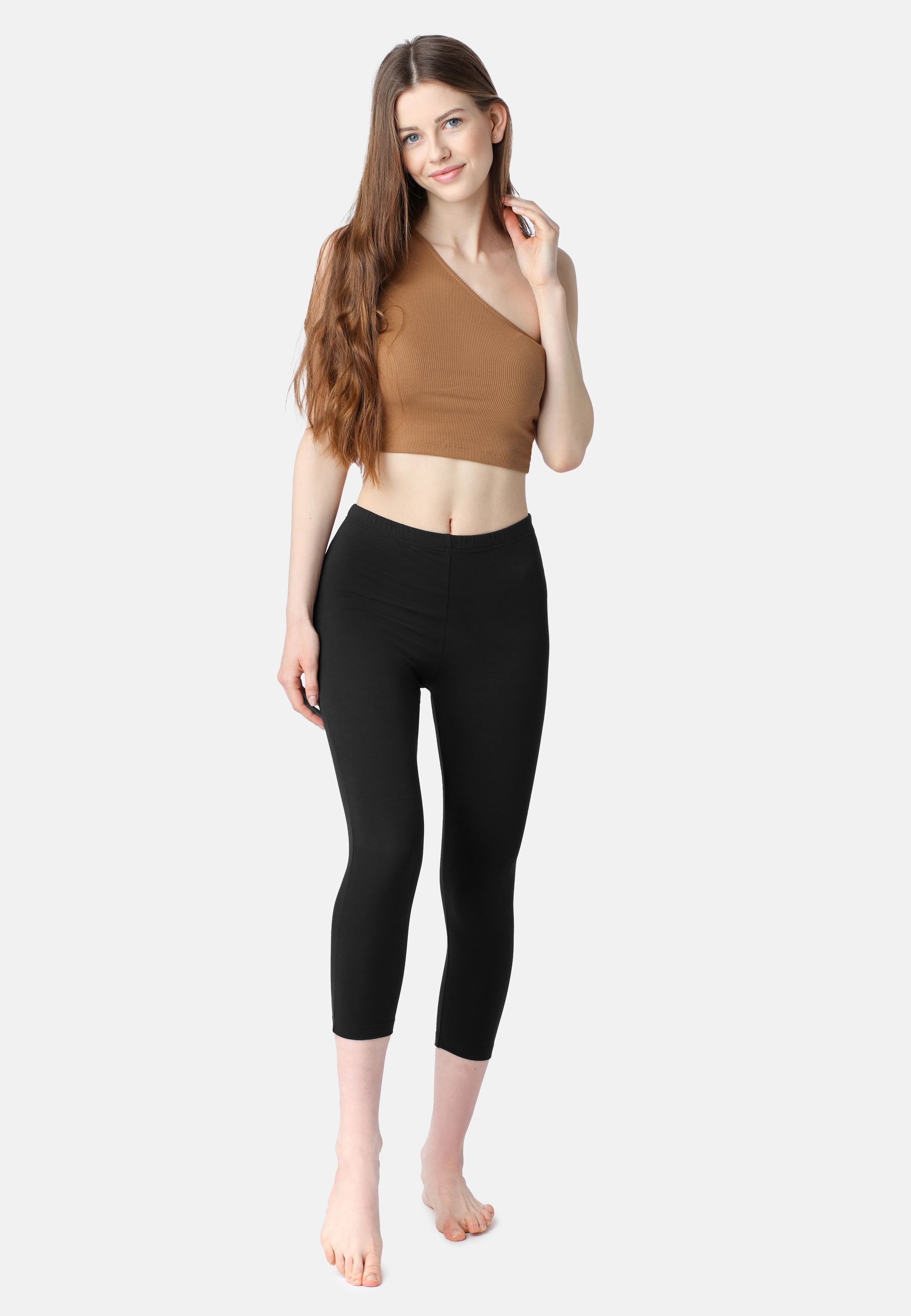Bellivalini Leggings Damen 3/4 Capri Leggings aus Baumwolle BLV50-199 (1-tlg) elastischer Bund