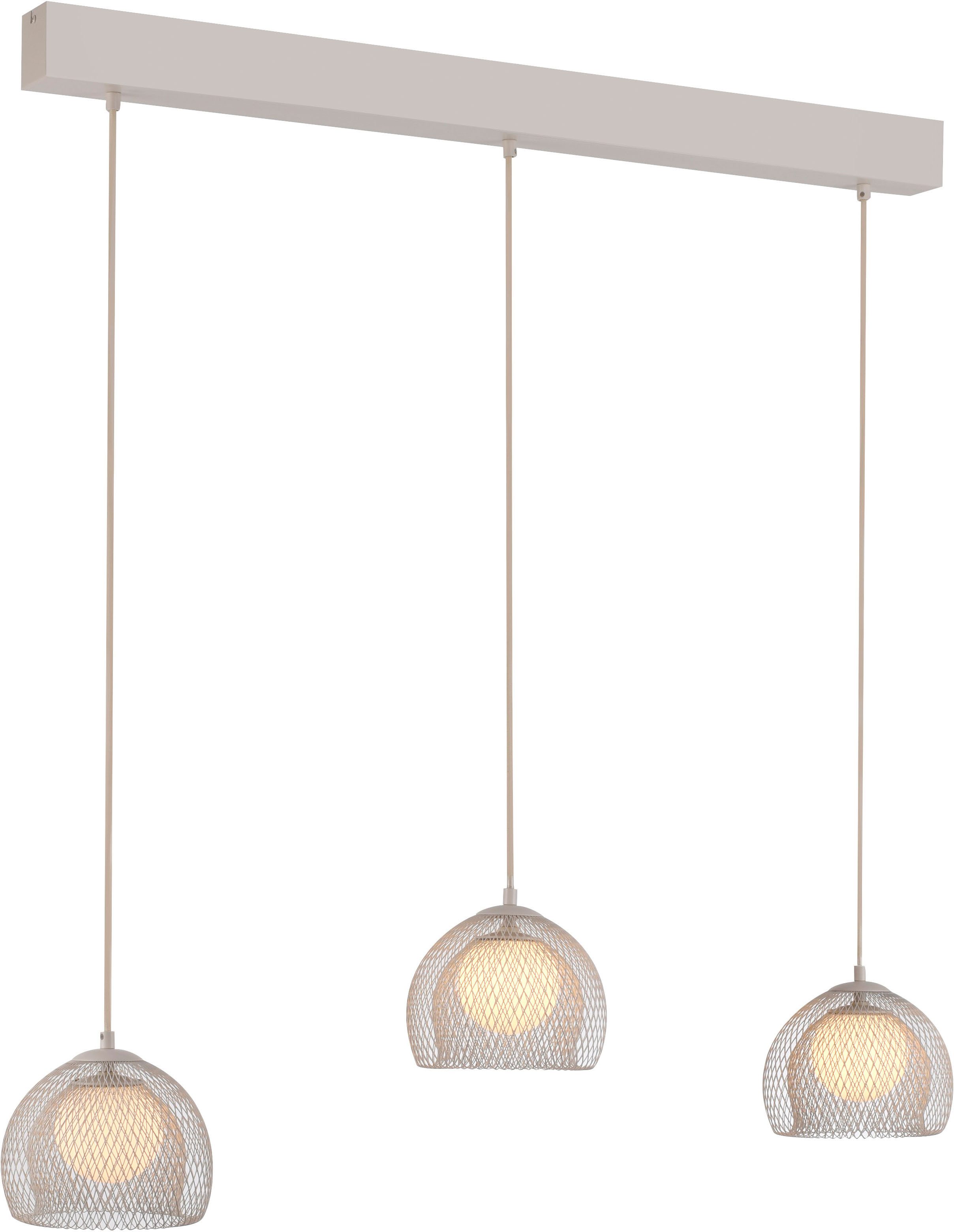 SCHÖNER WOHNEN-Kollektion Pendelleuchte MESH, ohne Leuchtmittel, 3-flammig, höhenverstellbar, Sandbrise – stimmungsvolles Licht