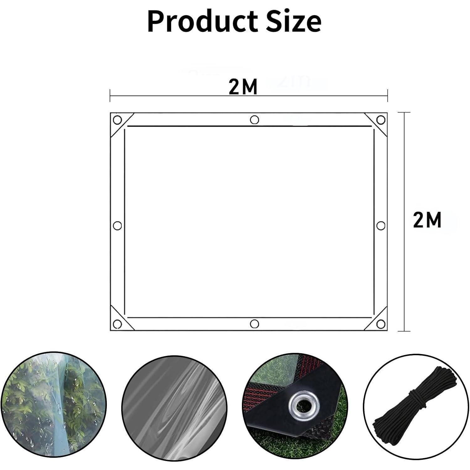 LuxusKollektion Campingstuhl Transparente Abdeckplane 2x2m - Wasserdicht & UV-beständig