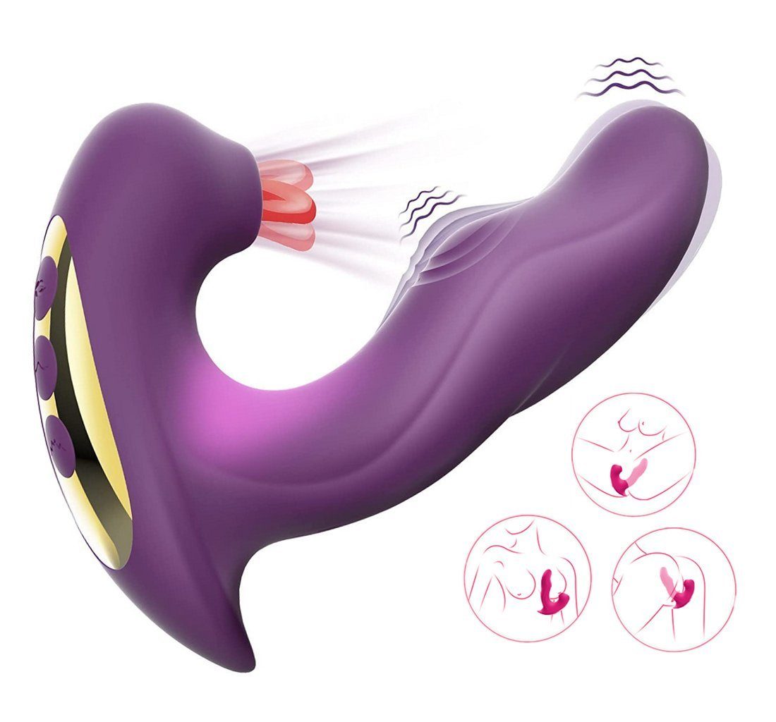 autolock G-Punkt-Vibrator 3-1 neuste Klitoris G-Punkt Vibrator, 10 Vibrationsmodi,5 Pulsationsmodi und 5 Leckmodi Lila
