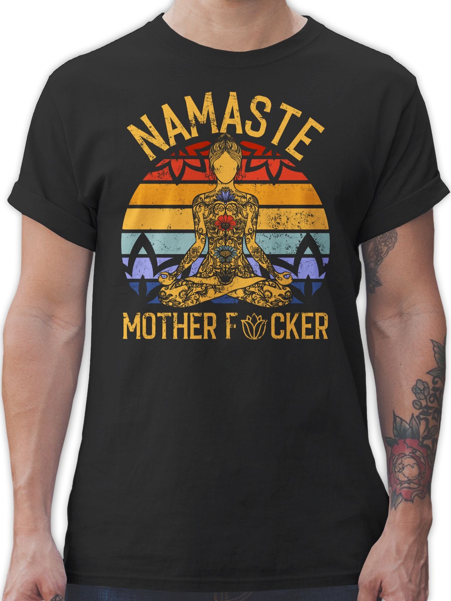 Shirtracer T-Shirt Namaste Mother Yoga und Wellness Geschenk 01 Schwarz