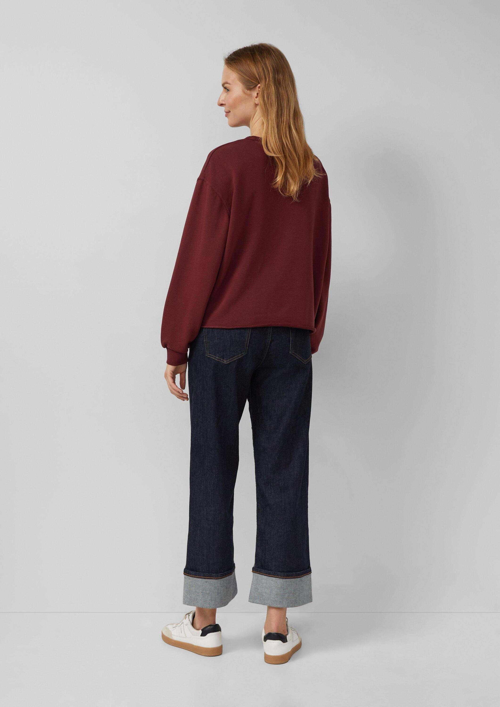 s.Oliver Sweatshirt Sweatshirt Verkürztes Sweatshirt mit Rollsaum