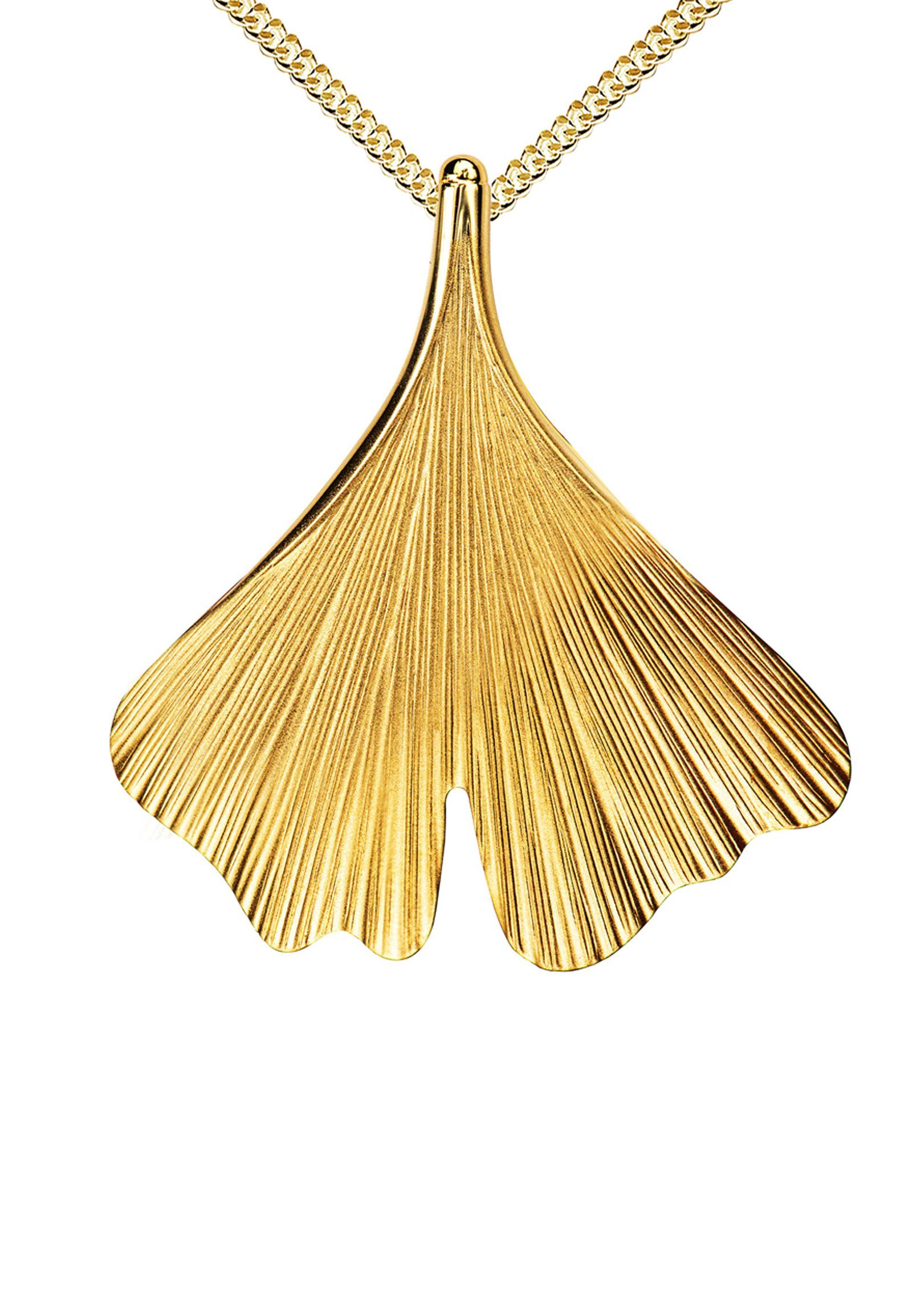 JEVELION Kettenanhänger mit Kette Ginkgo Anhänger Silber vergoldet (Ginkgob günstig online kaufen