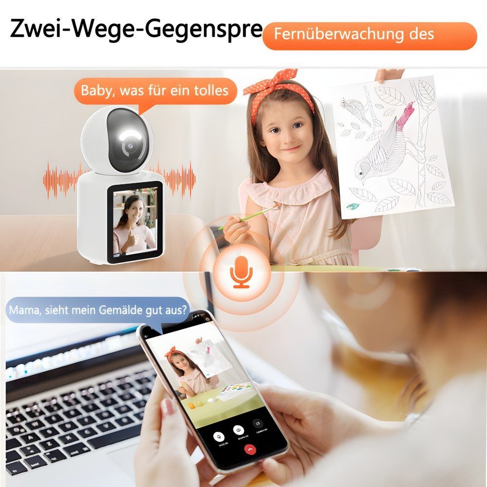 Forrlite Video Baby Monitor with Camera, 2.4 GHz WiFi Surveillance Camera, HD 1080P Indoor Camera, One-Click Video Call, Two-Way Talk, 360° Baby Monitor, Motion Detection, Automatic Tracking, iOS/Android Support, for Babies/Pets/Home