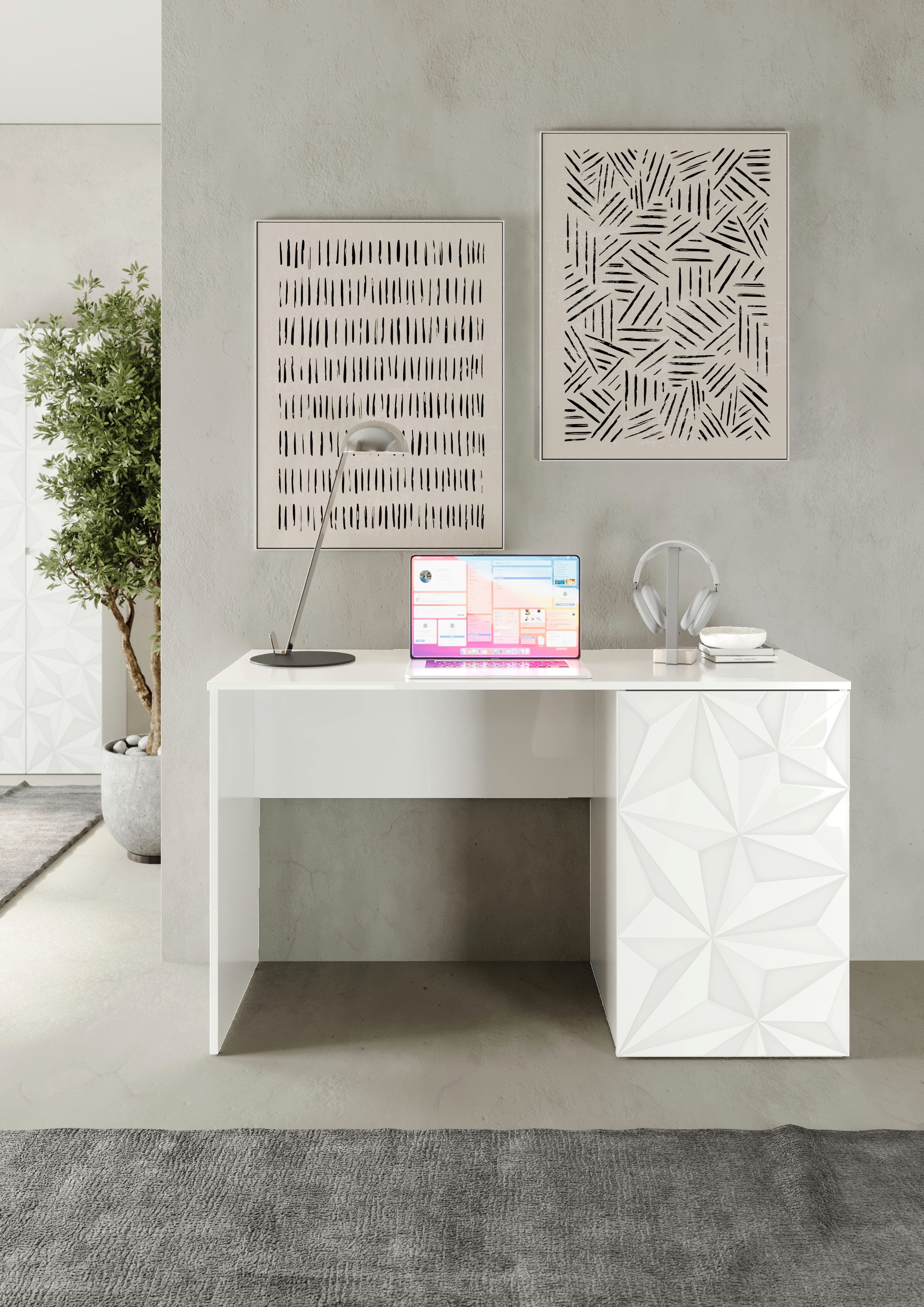 INOSIGN Schreibtisch Prisma, Breite 120 cm, Tiefe 50 cm, mit Stauraum (1 Tü günstig online kaufen