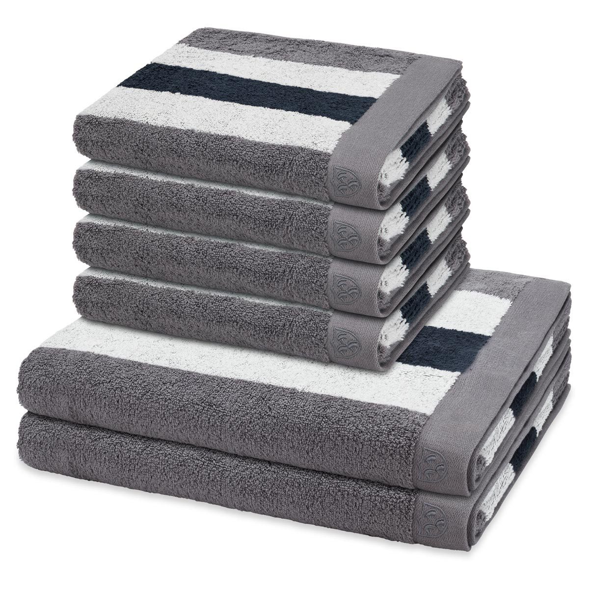 ROSS Handtuch Set Doubleface Stripes, Frottee (Spar-Set, 6-St), 4 X Handtuch 2 X Duschtuch im Set - Baumwolle - Saugstark