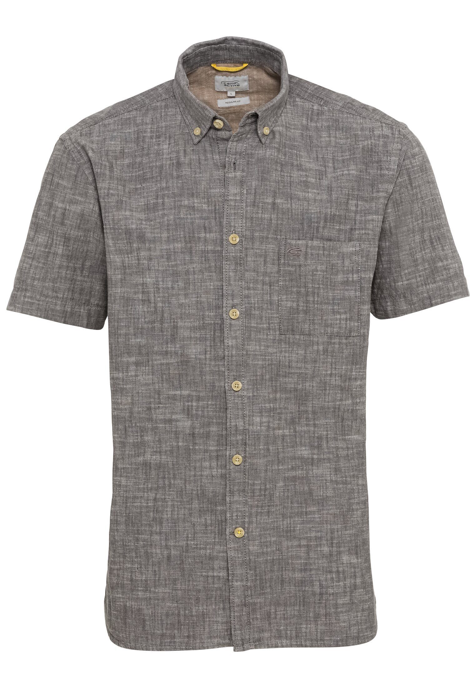 camel active Kurzarmhemd aus reiner Baumwolle Kurzarm Button-Down Button-Down