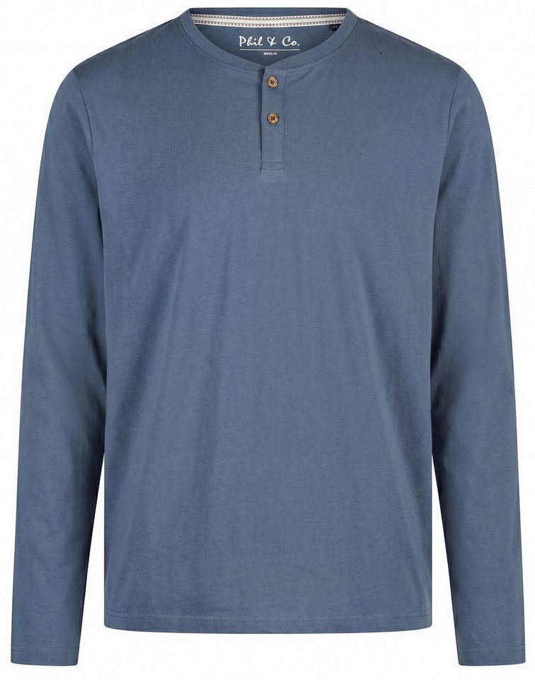 Phil & Co. Pyjamaoberteil Snow Drift (Packung, 1-tlg., 1-teilig) Herren Schlafanzugshirt Langarm geknöpft Baumwolle Shirt
