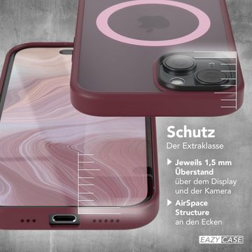 EAZY CASE Handyhülle Outdoor Case MagSafe Matt für Apple iPhone 15 6,1 Zoll, Handyhülle stoßfest Smart Case anti-kratz Outdoorcase Beere Bordeaux